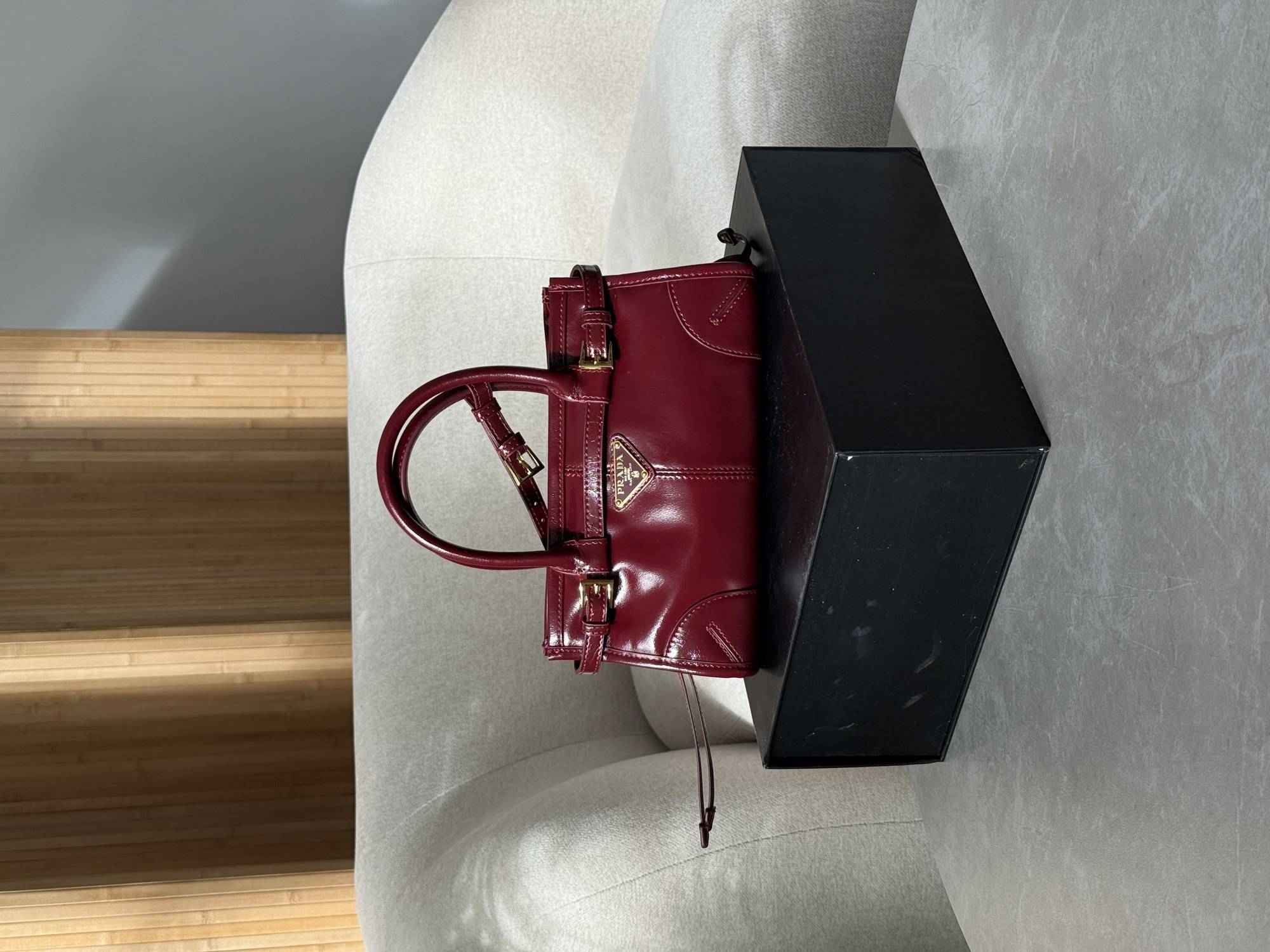Prada Bonnie Mini Handbag Burgundy - 13