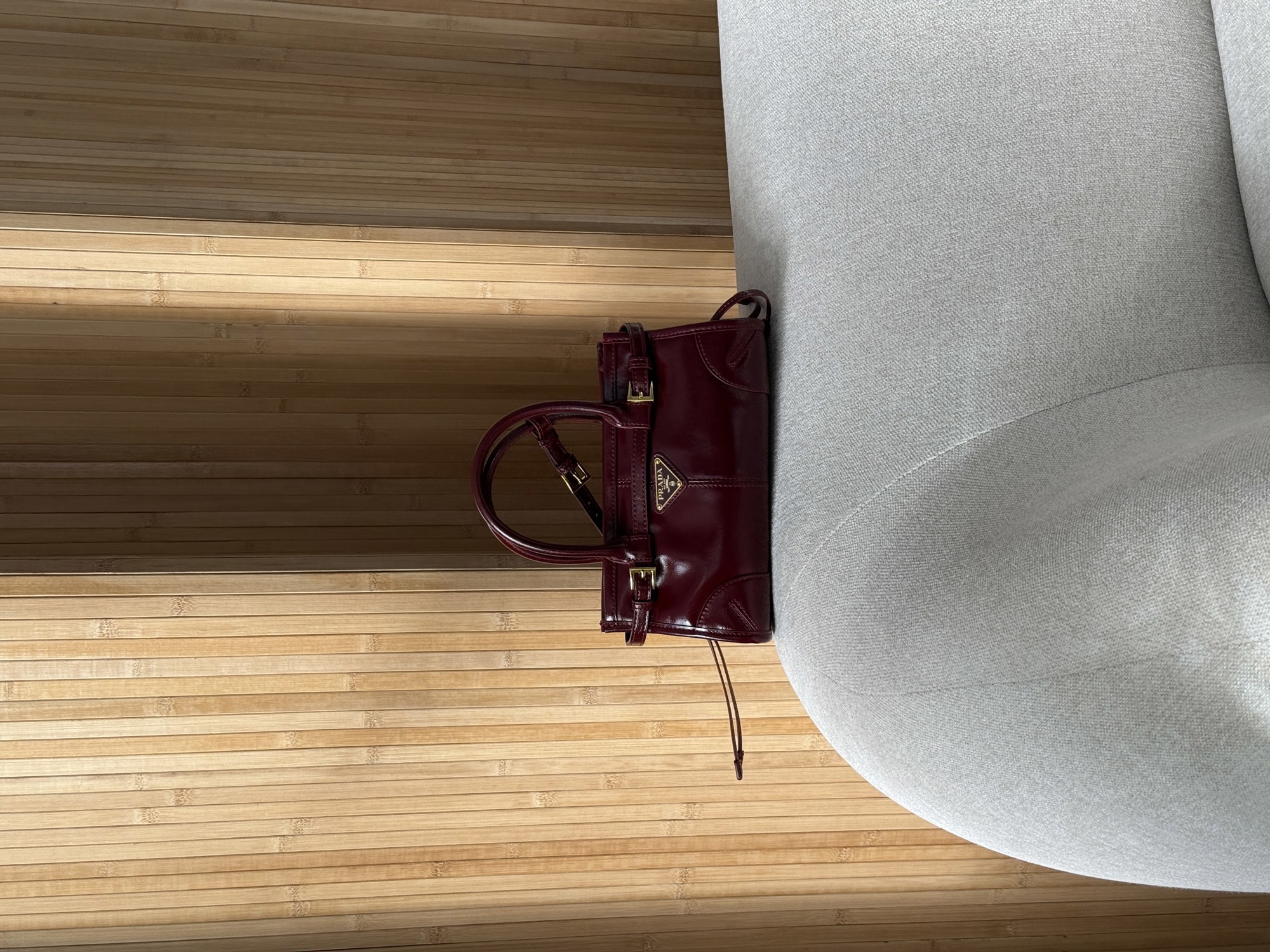 Prada Bonnie Mini Handbag Burgundy - 14