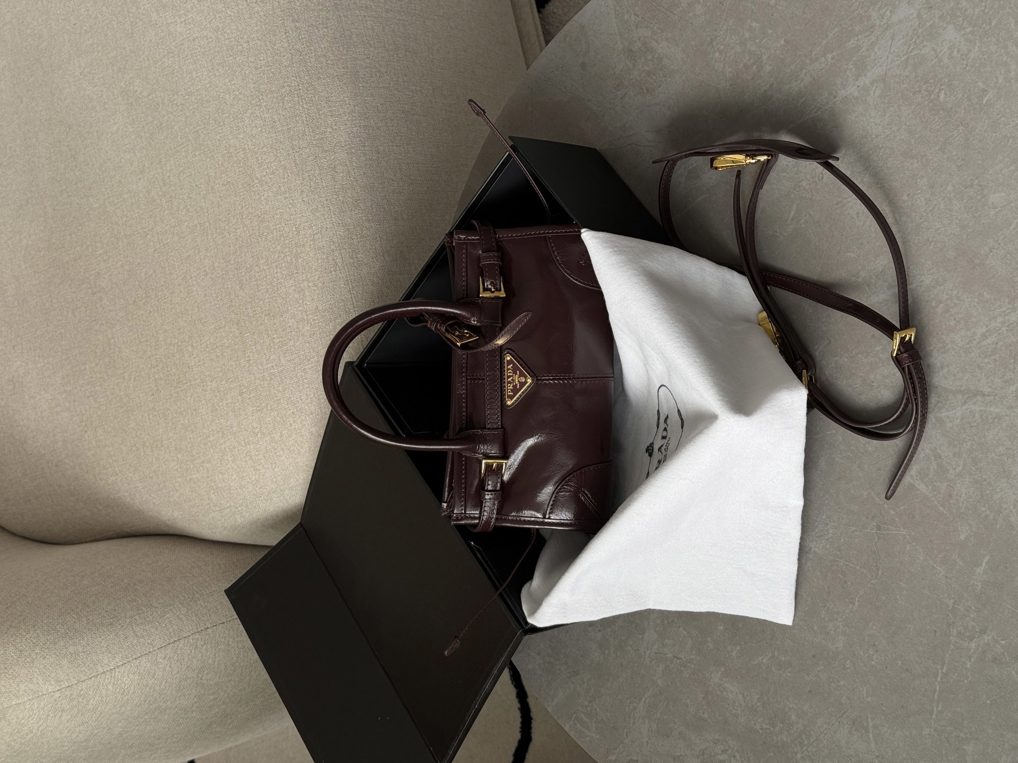 Prada Bonnie Mini Handbag Chocolate - 10