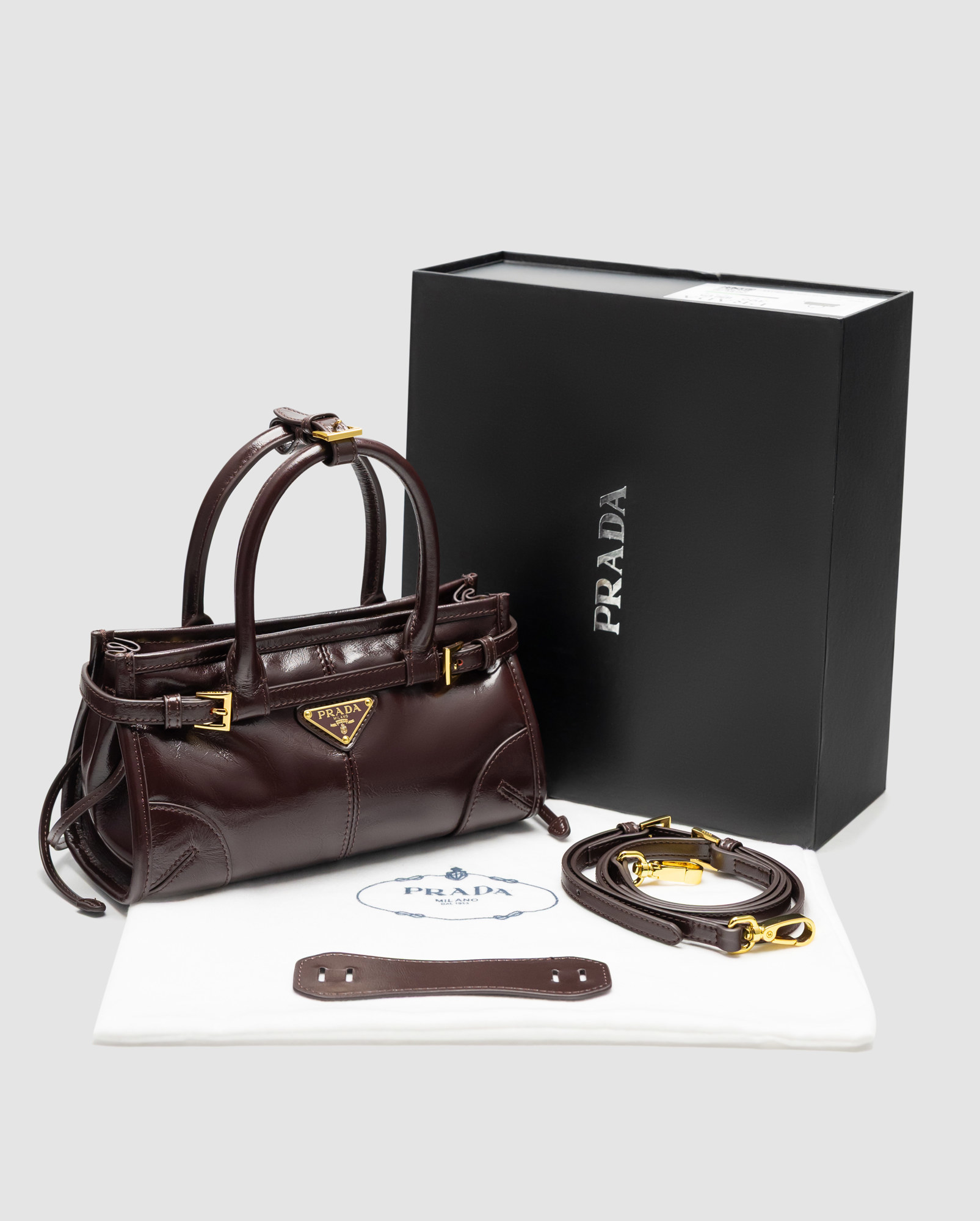 Prada Bonnie Mini Handbag Chocolate - 9
