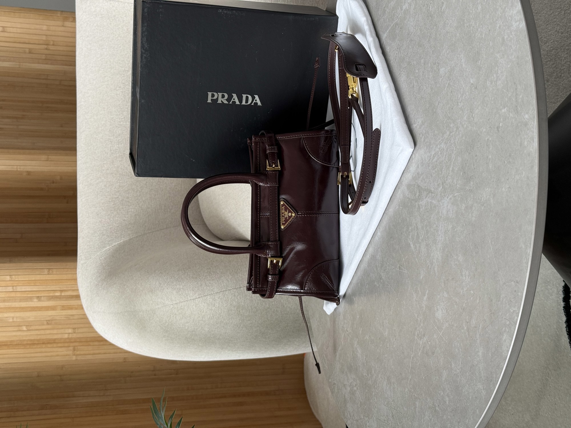 Prada Bonnie Mini Handbag Chocolate - 11