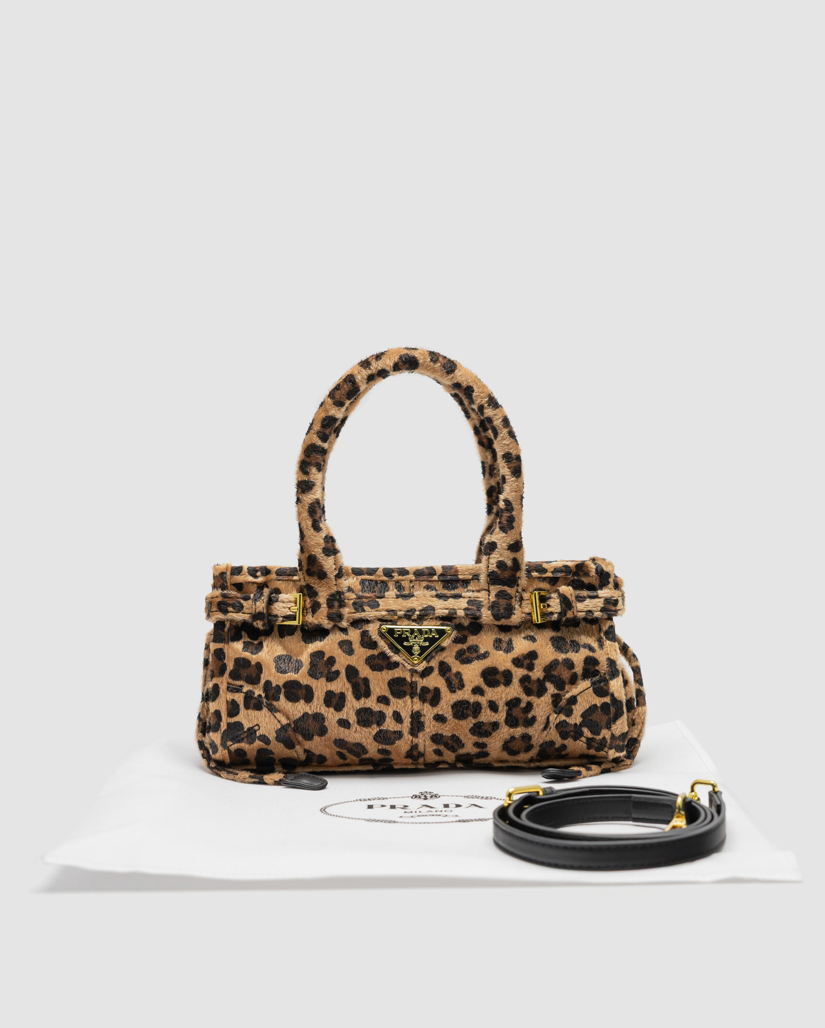Prada Bonnie Mini Printed Leather Handbag Honey - 8