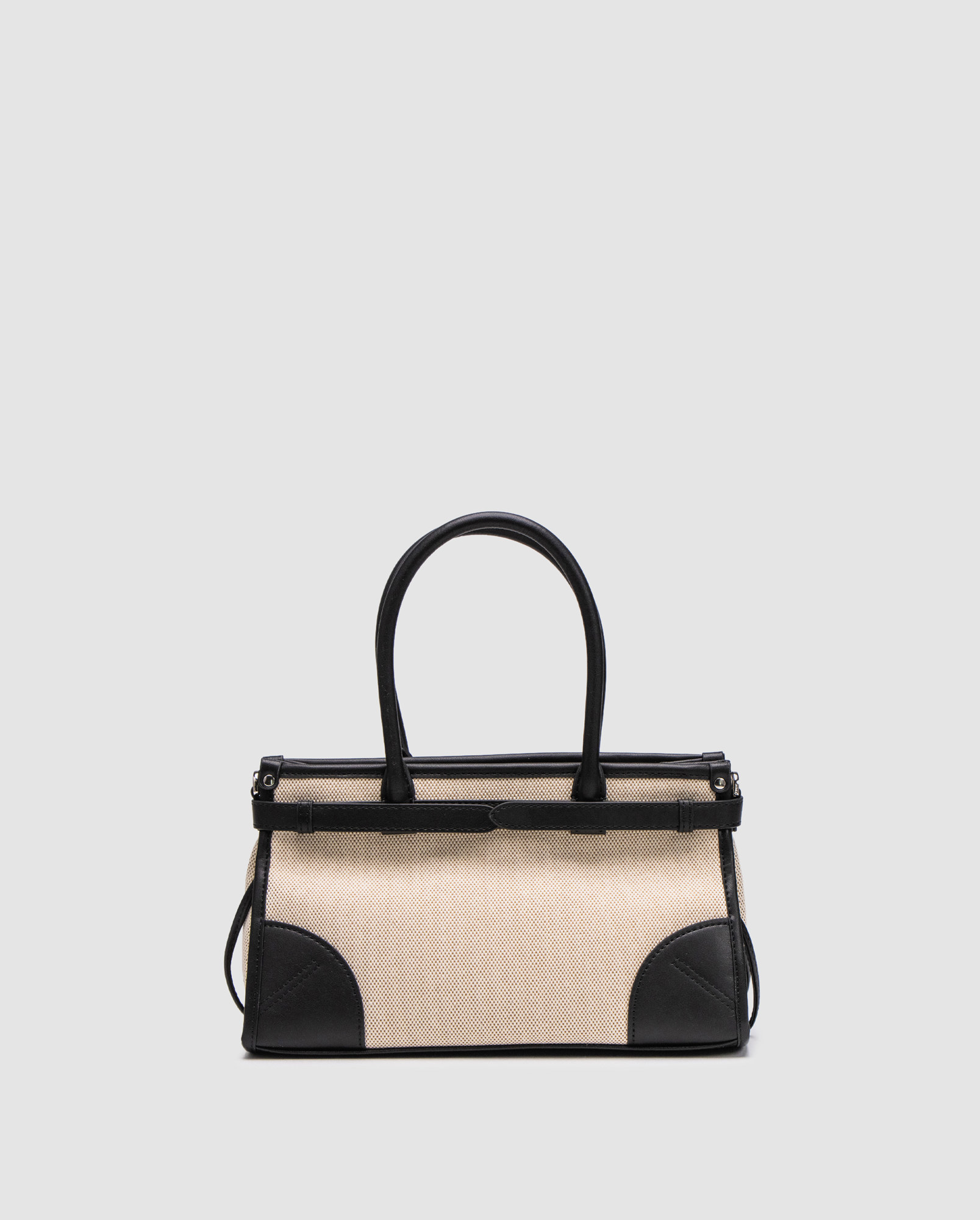 Prada Bonnie Small Handbag in Canvas and Leather Beige/Black - 2