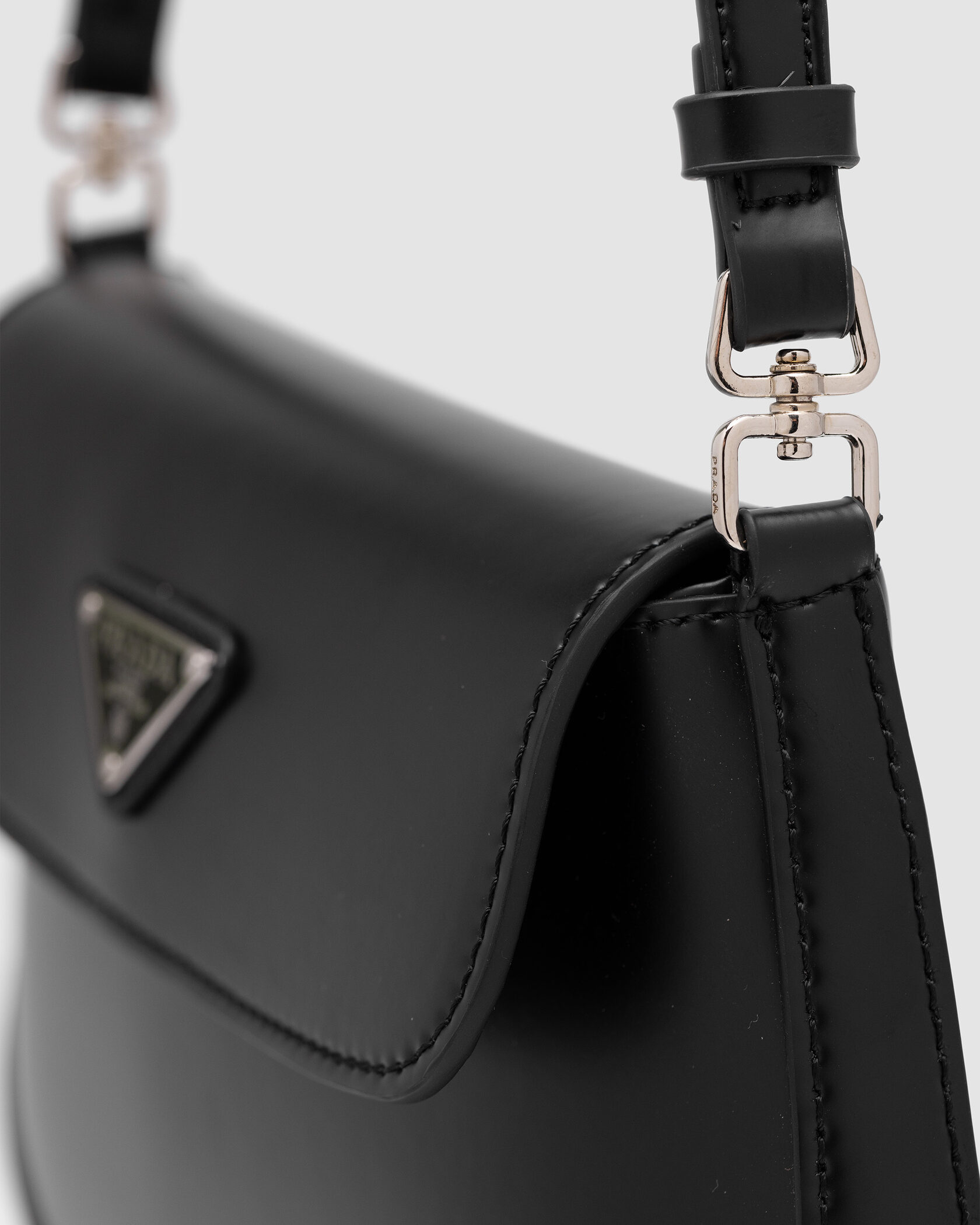 Prada Cleo Lacquered Leather Mini Bag Black - 5