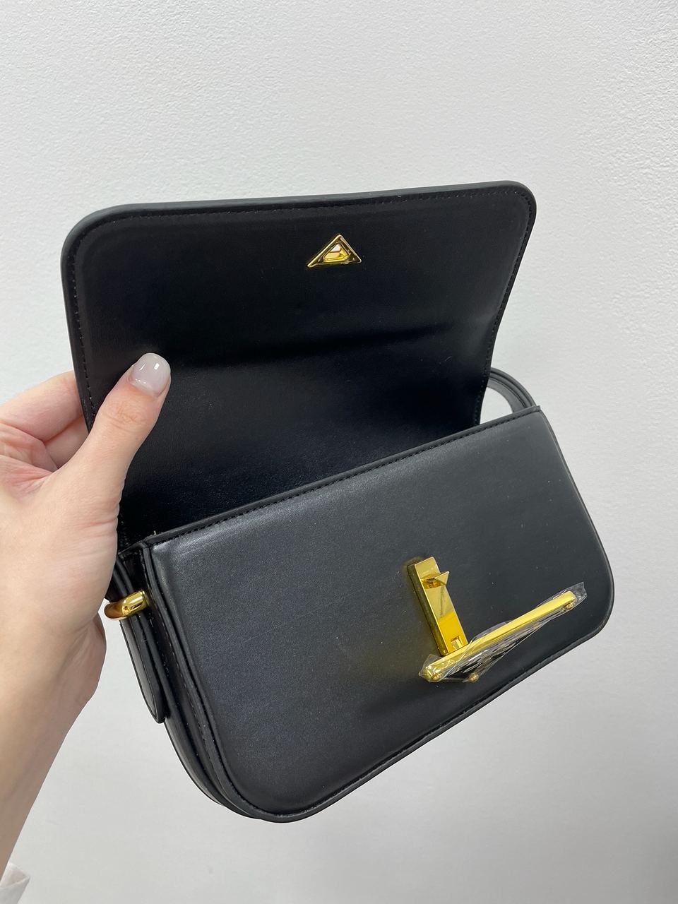 Prada Leather Shoulder Bag Black/Gold - 13