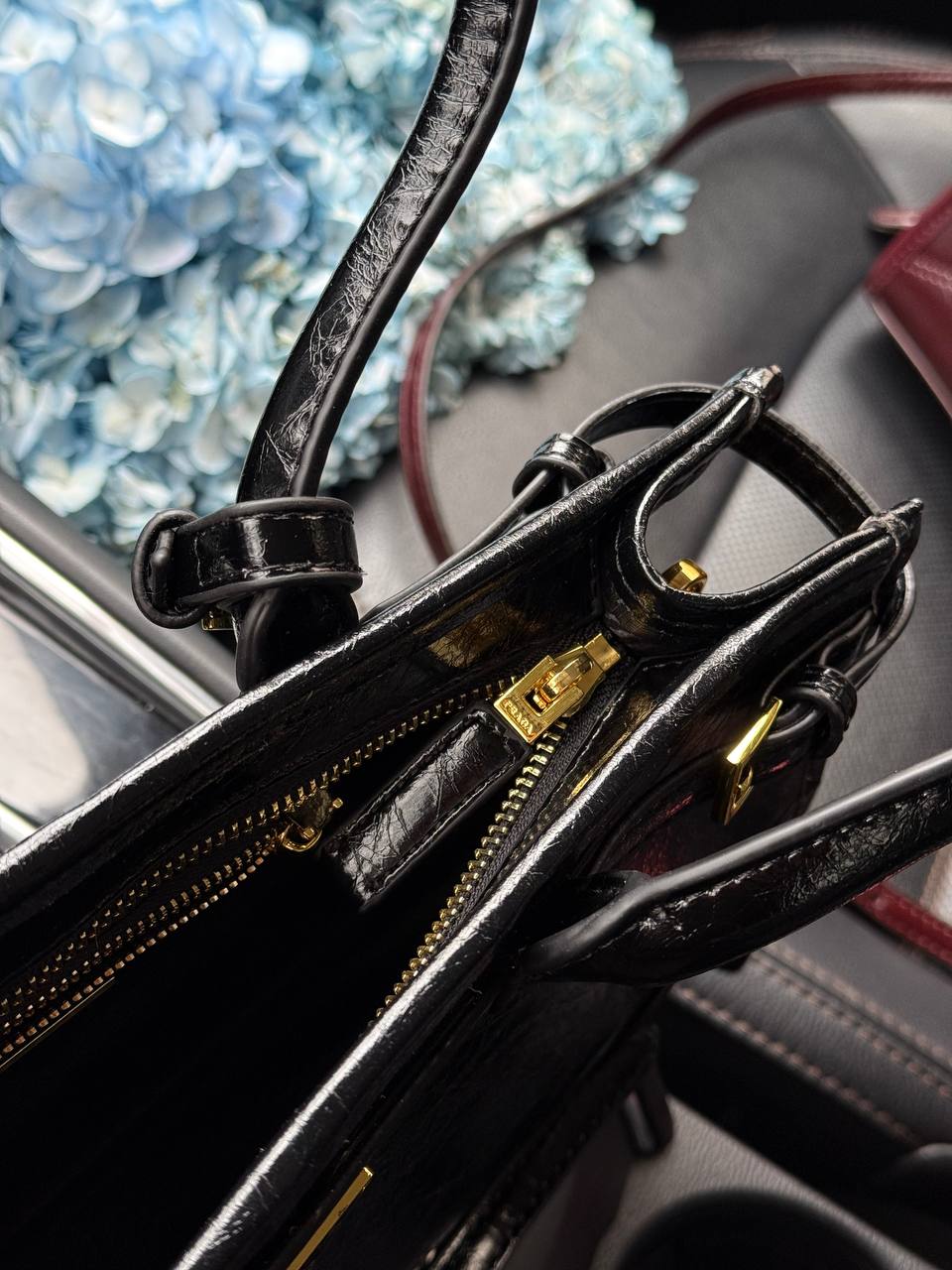 Prada Medium Leather Handbag Black - 12