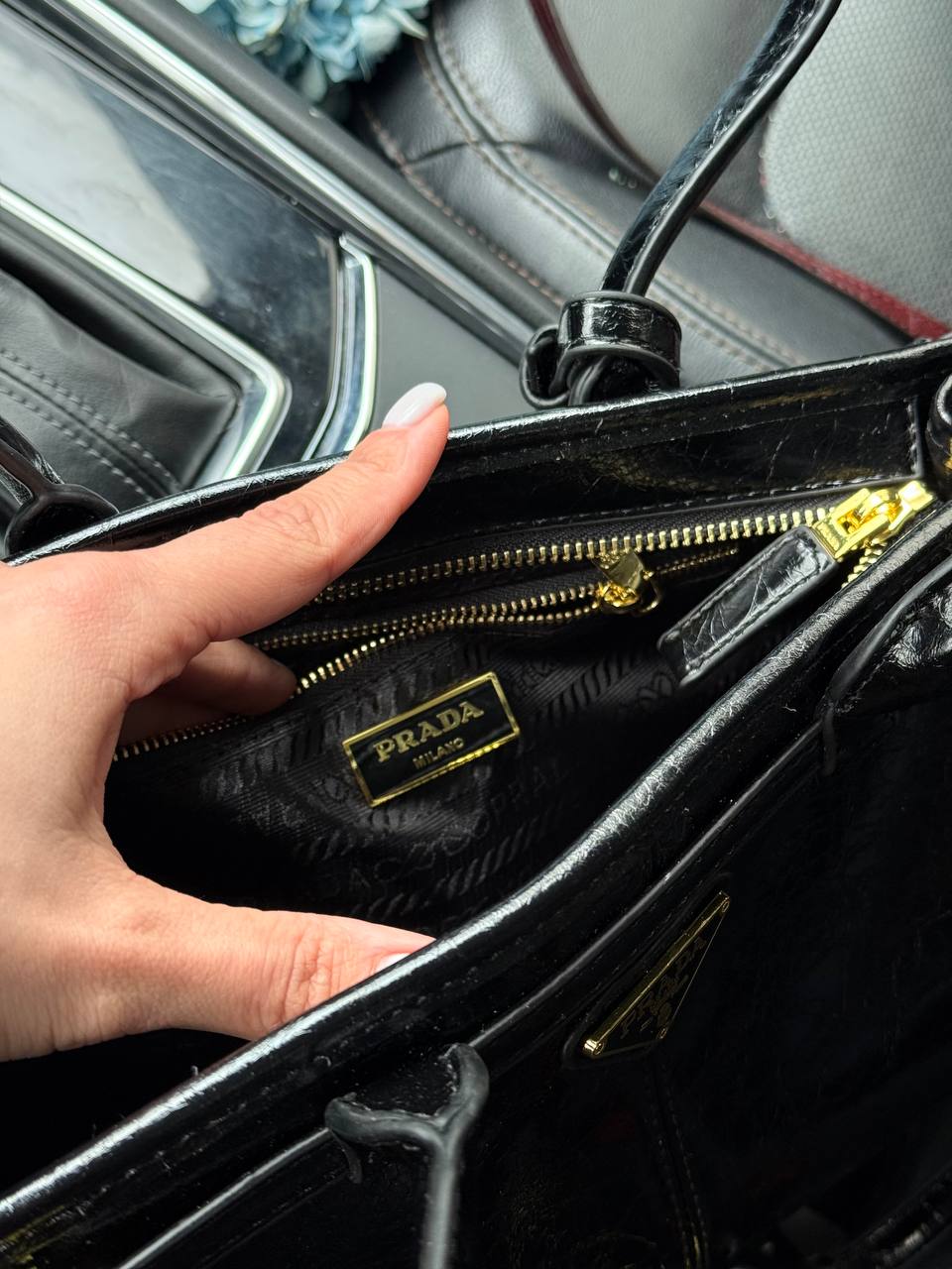 Prada Medium Leather Handbag Black - 14