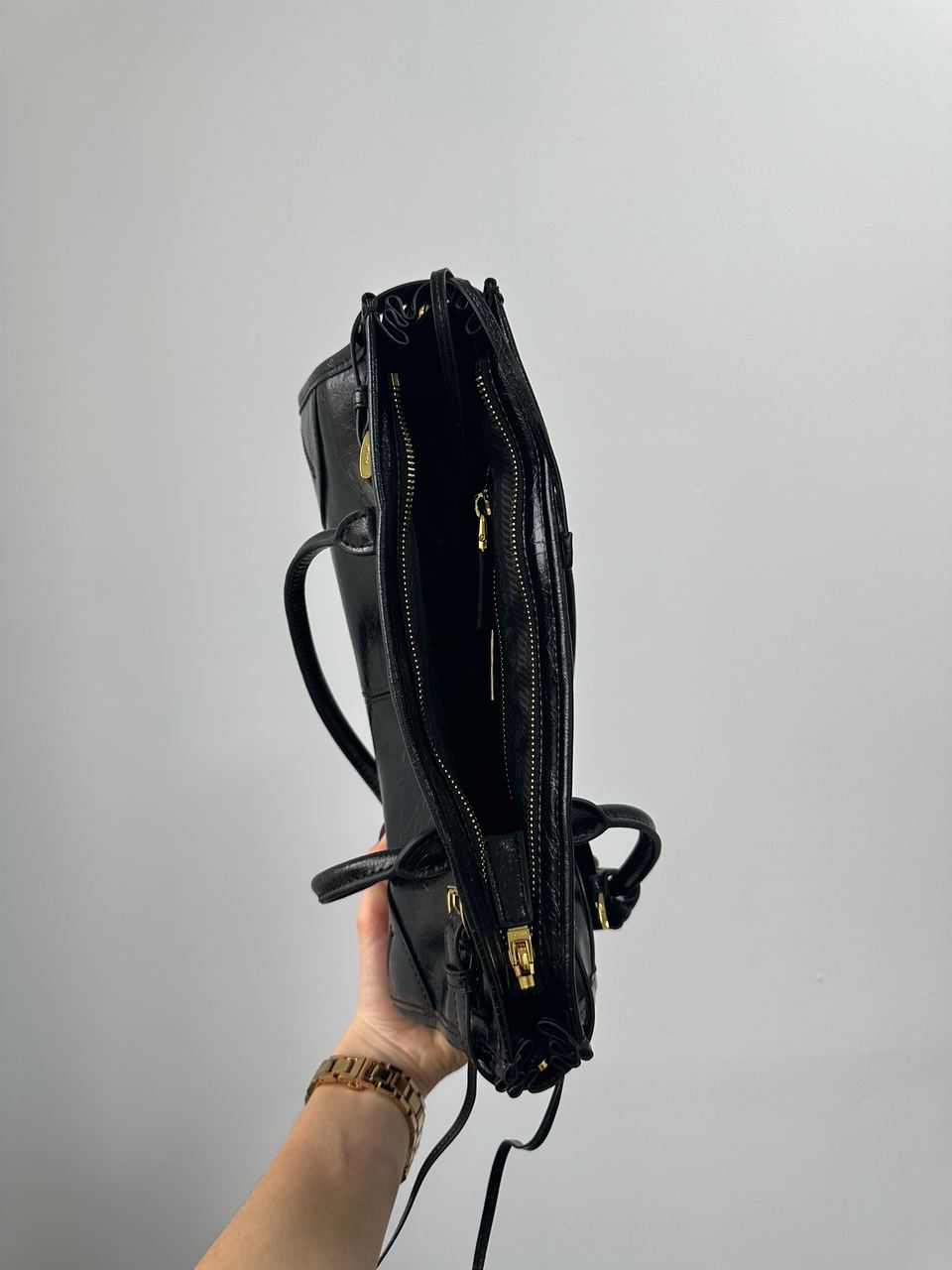 Prada Medium Leather Handbag Black - 13