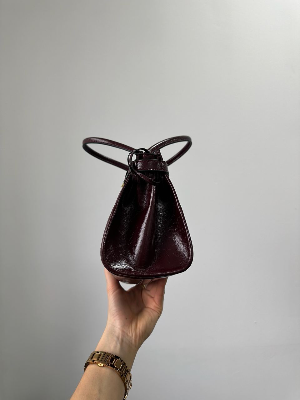 Prada Medium Leather Handbag Burgundy - 8