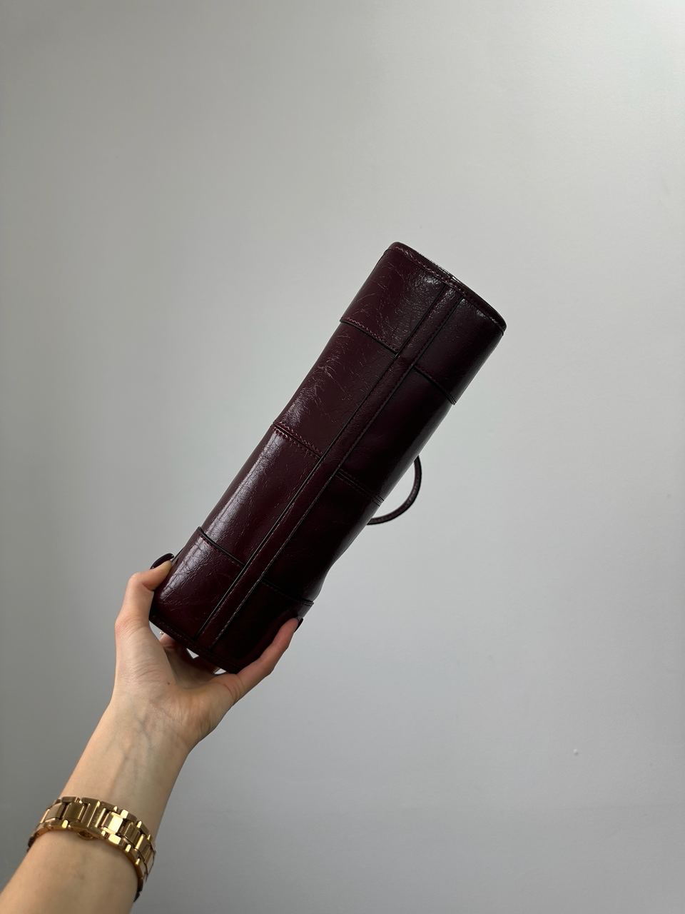 Prada Medium Leather Handbag Burgundy - 9