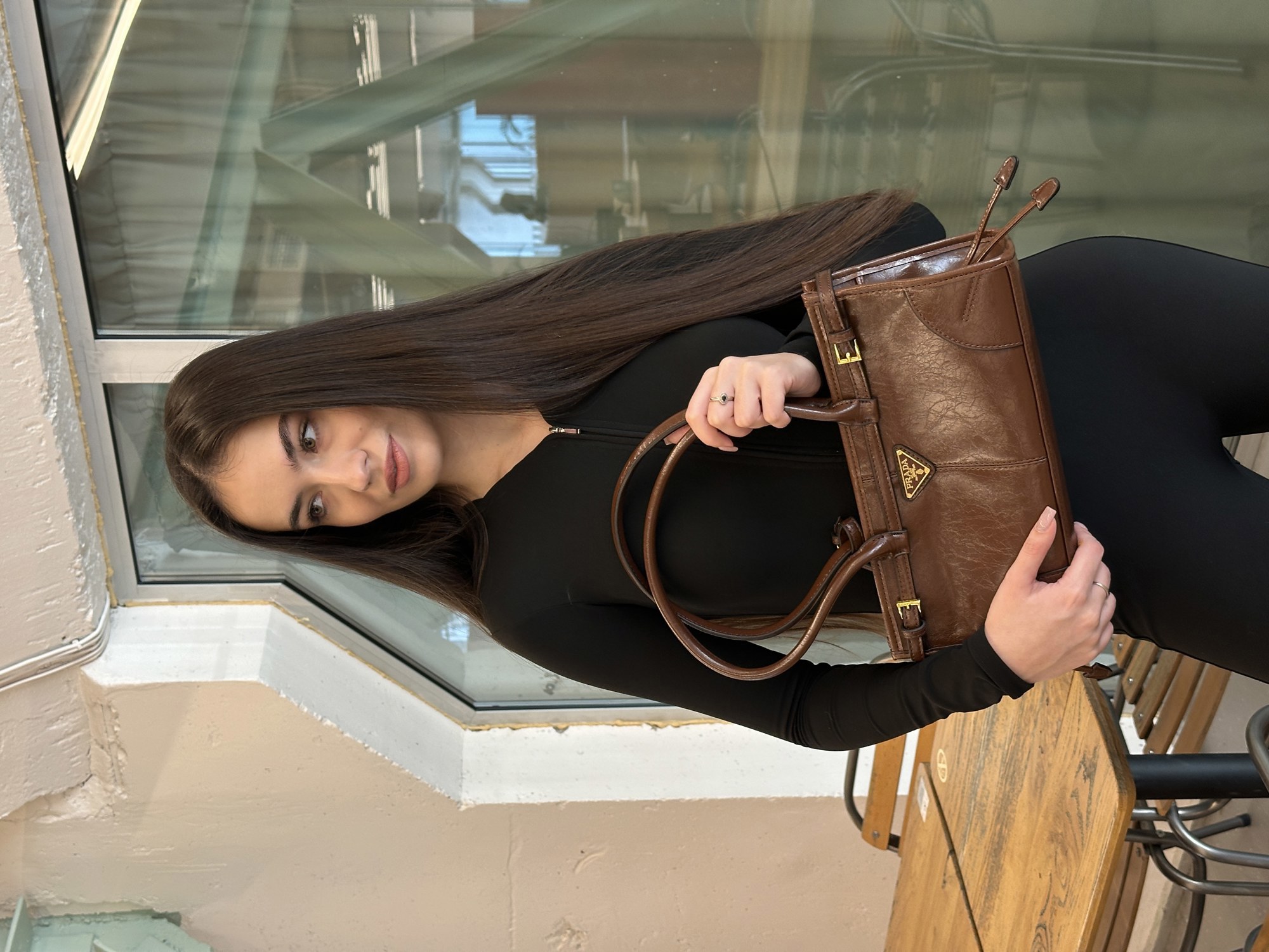 Prada Medium Leather Handbag Chocolate - 5