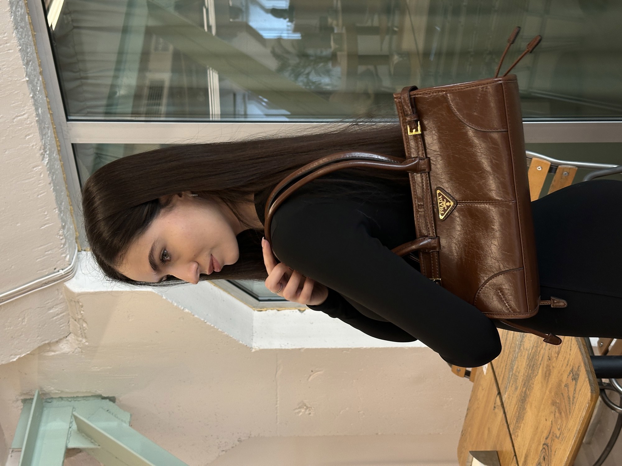 Prada Medium Leather Handbag Chocolate - 6