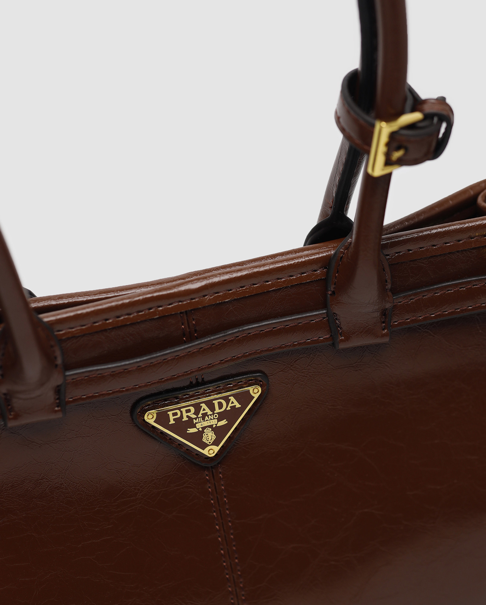 Prada Medium Leather Handbag Chocolate - 12