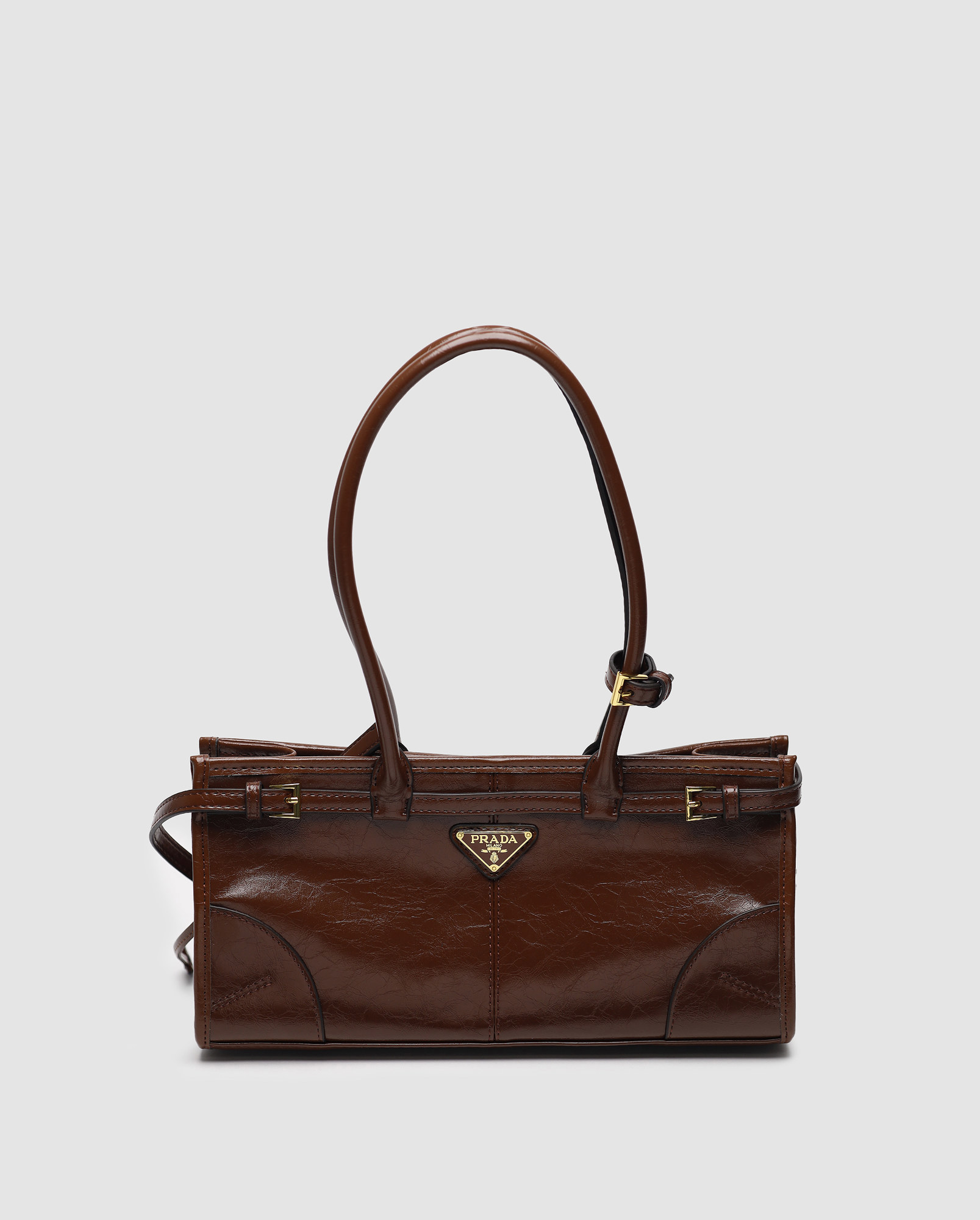 Prada Medium Leather Handbag Chocolate - 10