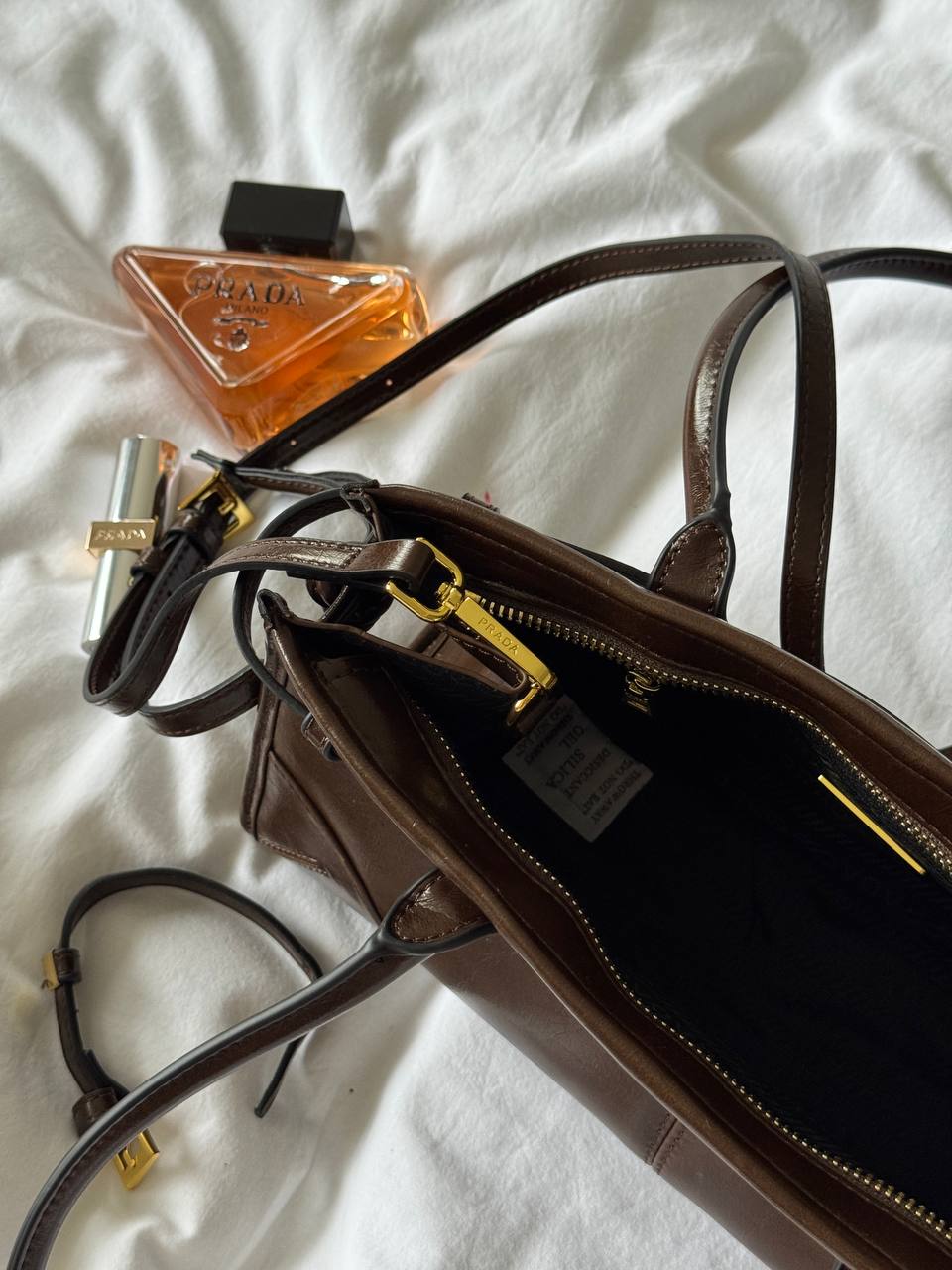 Prada Medium Leather Handbag Chocolate - 13