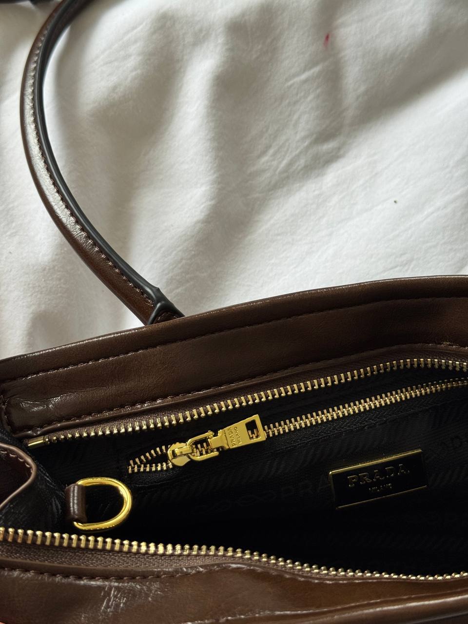 Prada Medium Leather Handbag Chocolate - 16