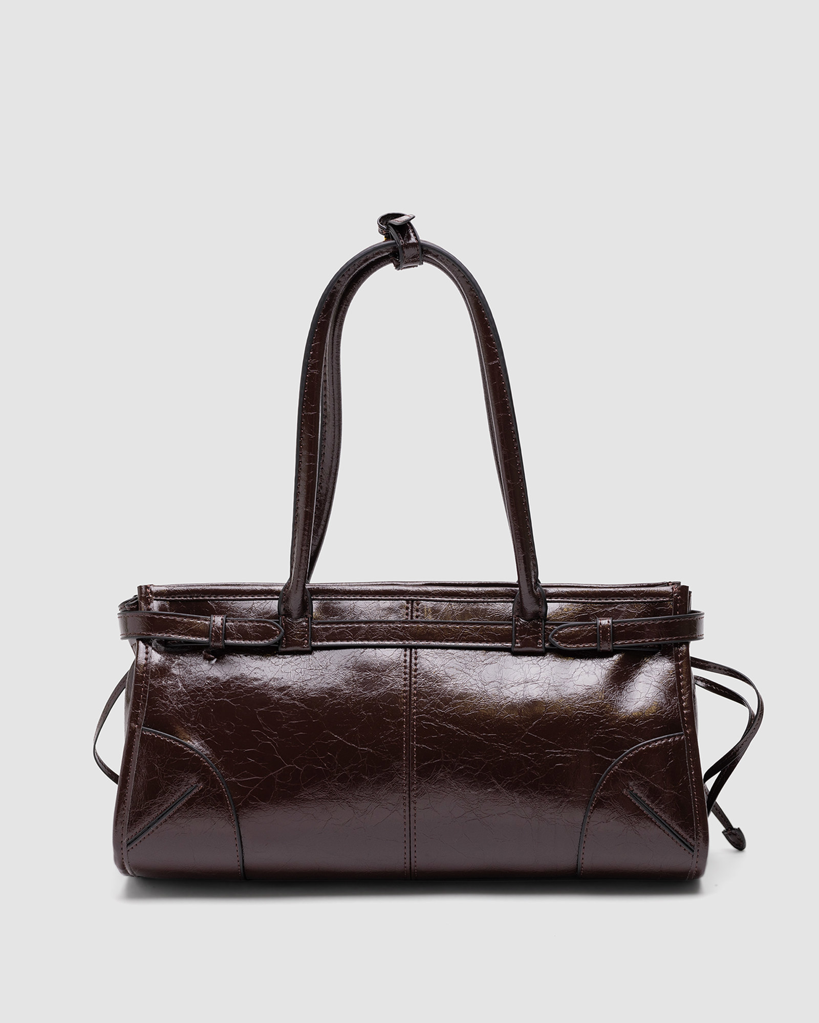 Prada Medium Leather Handbag Dark Brown - 2