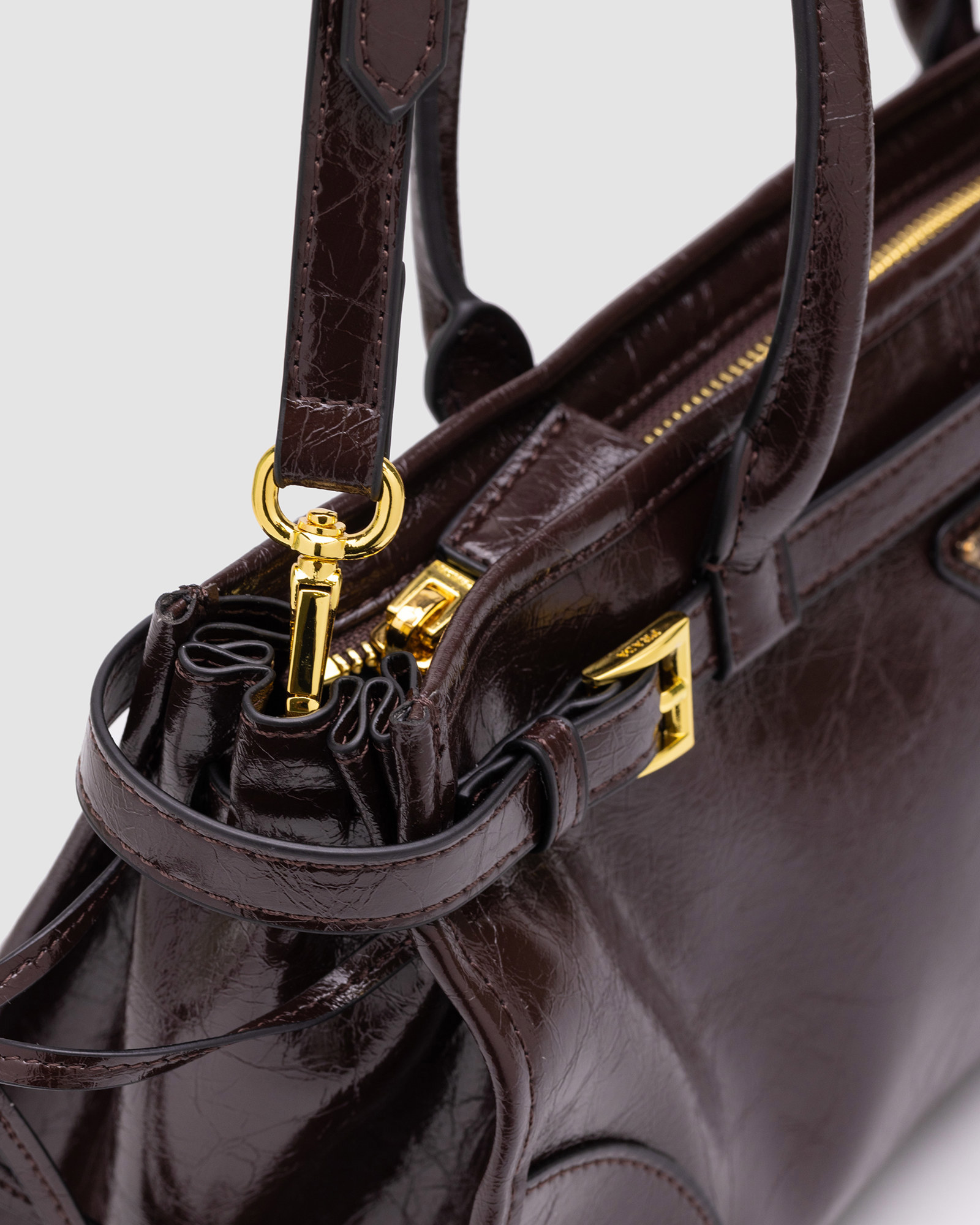 Prada Medium Leather Handbag Dark Brown - 3