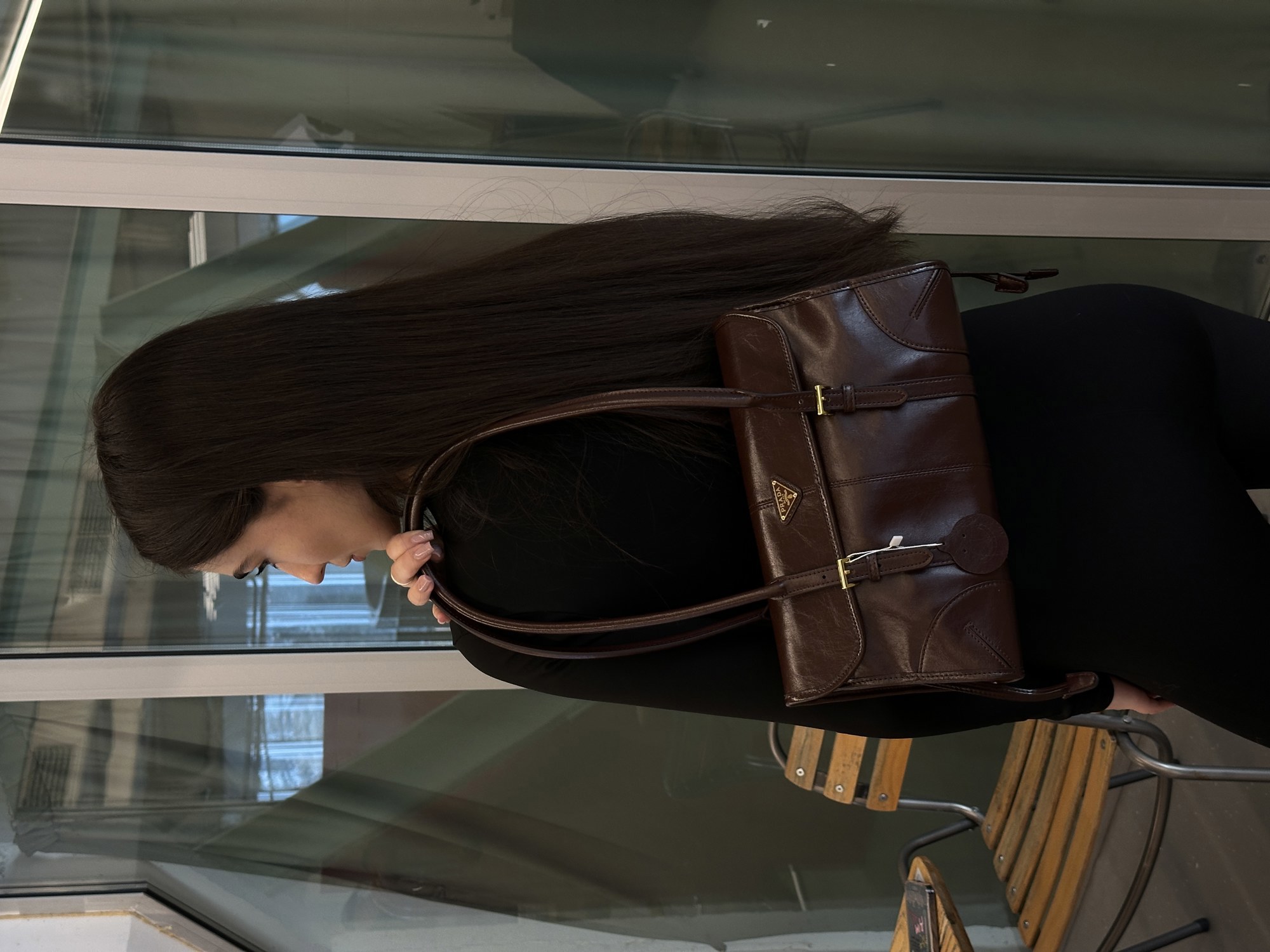 Prada Medium Leather Shoulder Bag Burgundy - 3