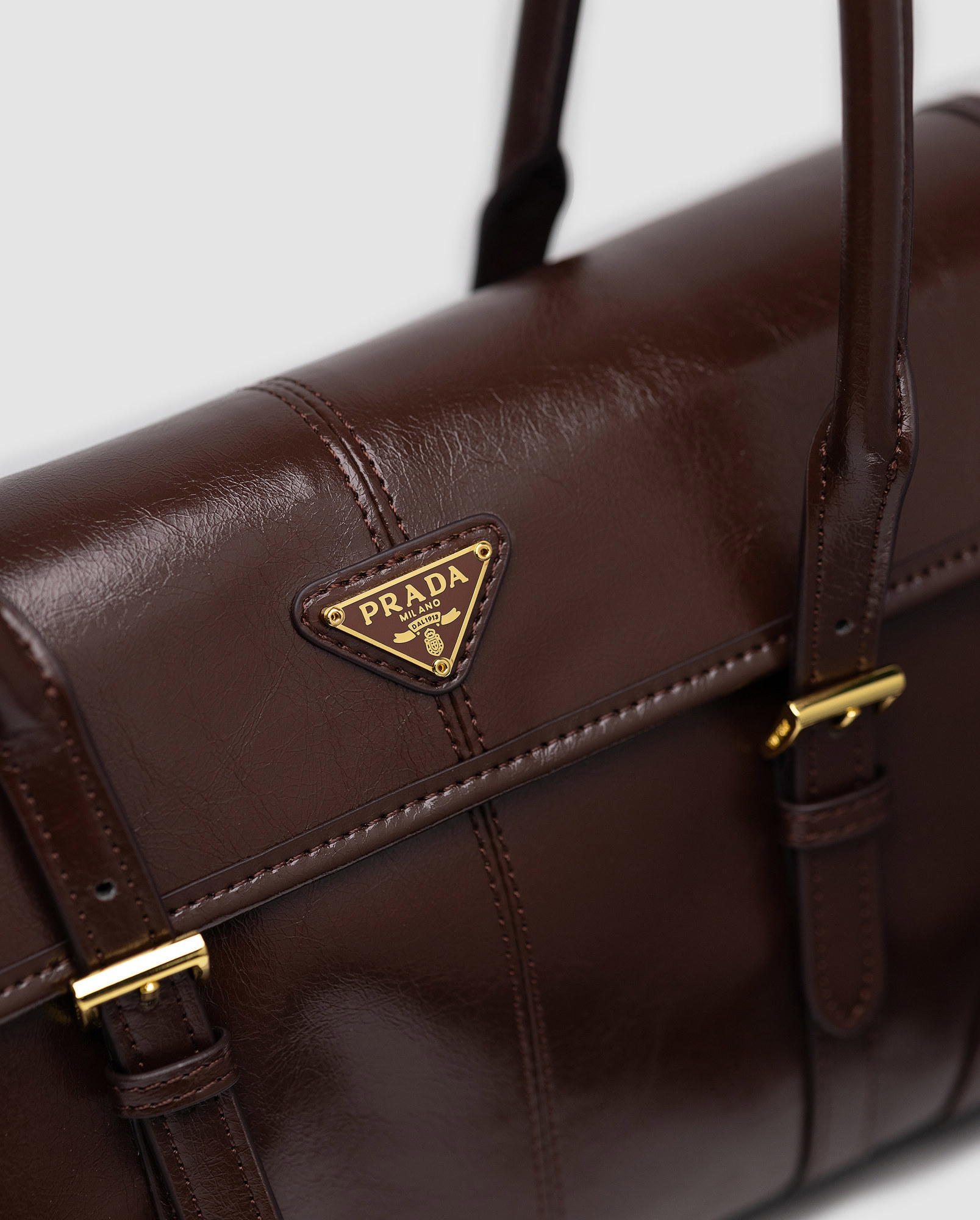 Prada Medium Leather Shoulder Bag Burgundy - 8