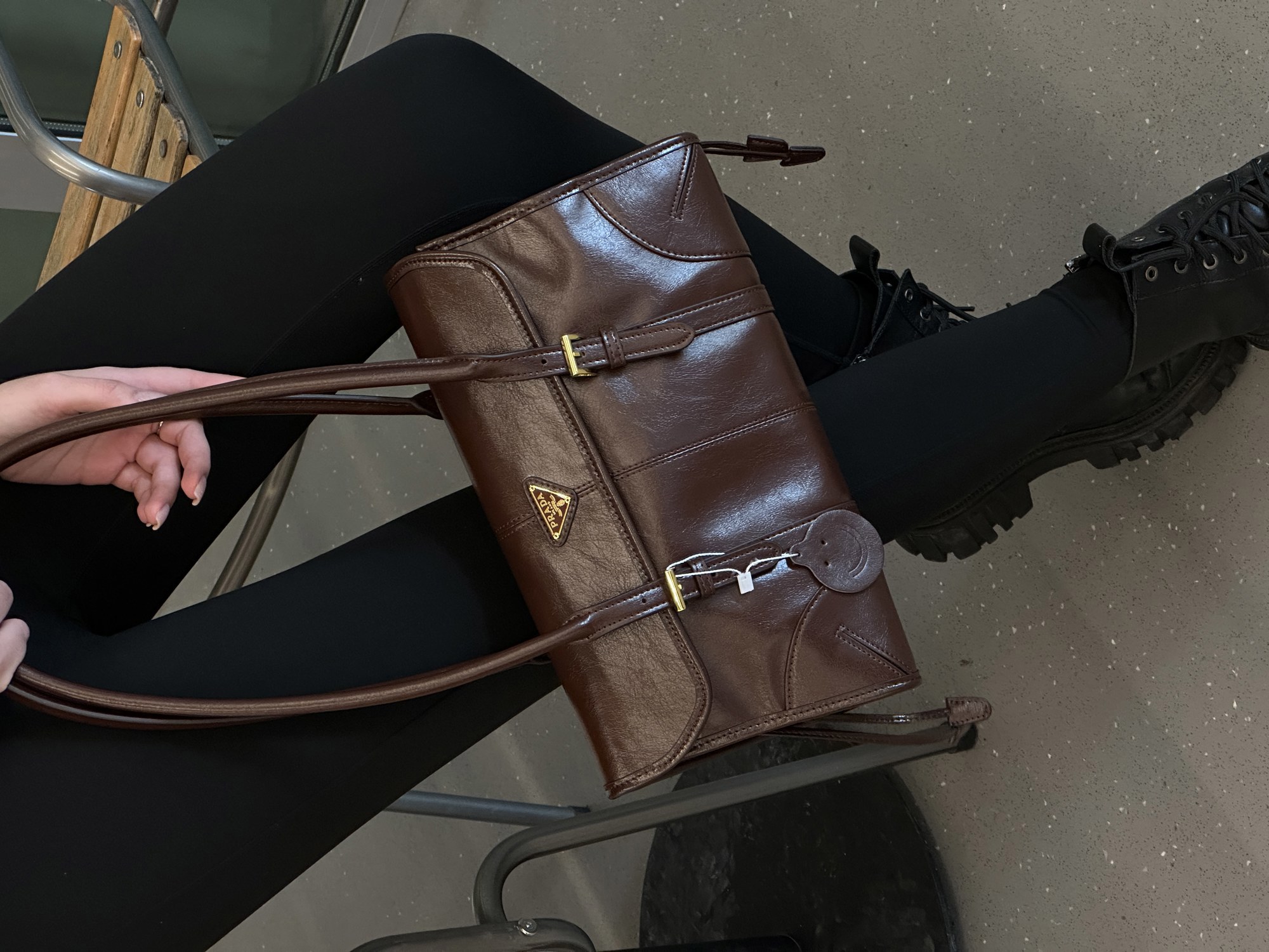 Prada Medium Leather Shoulder Bag Burgundy - 5