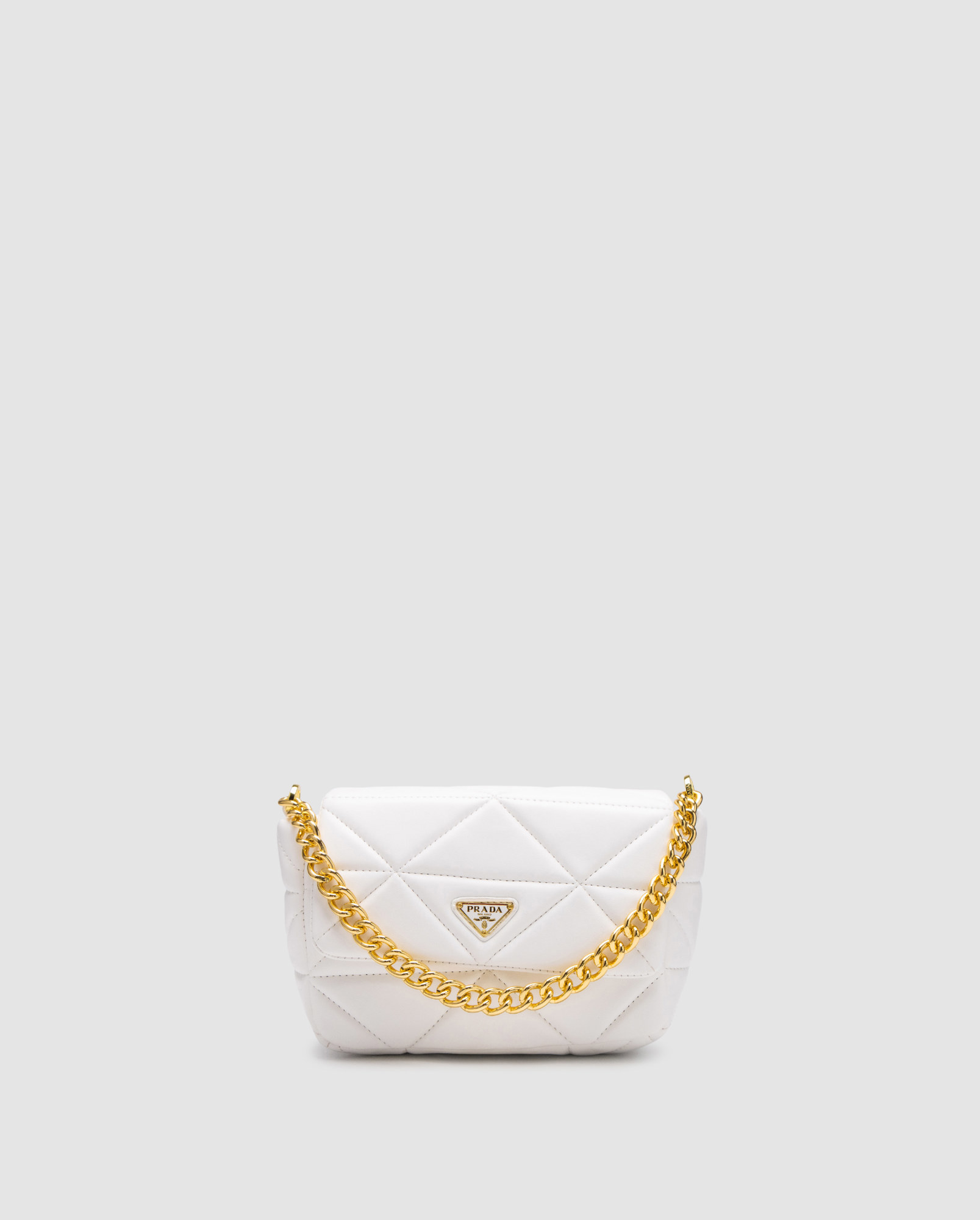 Prada Padded Leather Shoulder Bag White