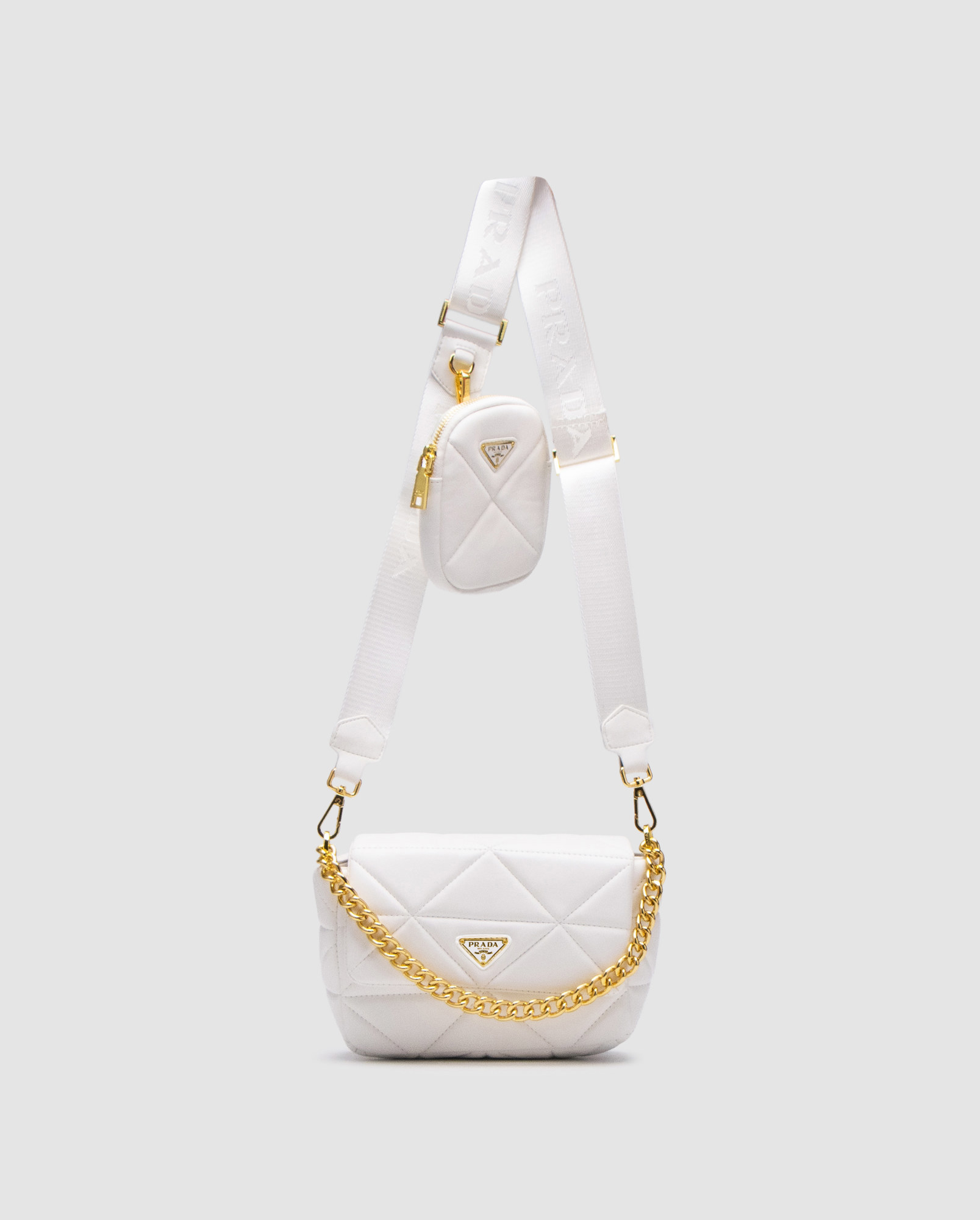 Prada Padded Leather Shoulder Bag White - 3