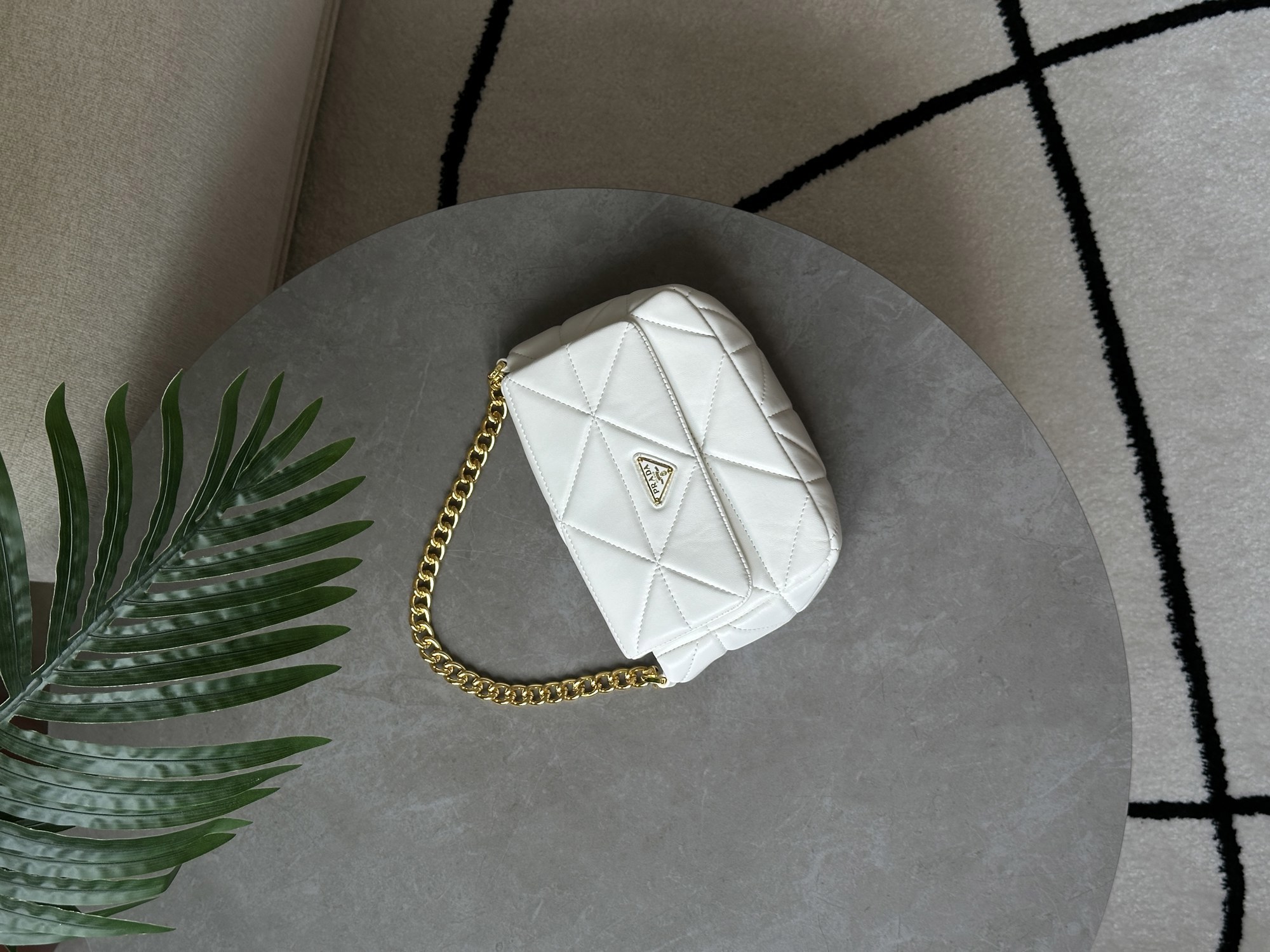 Prada Padded Leather Shoulder Bag White - 13