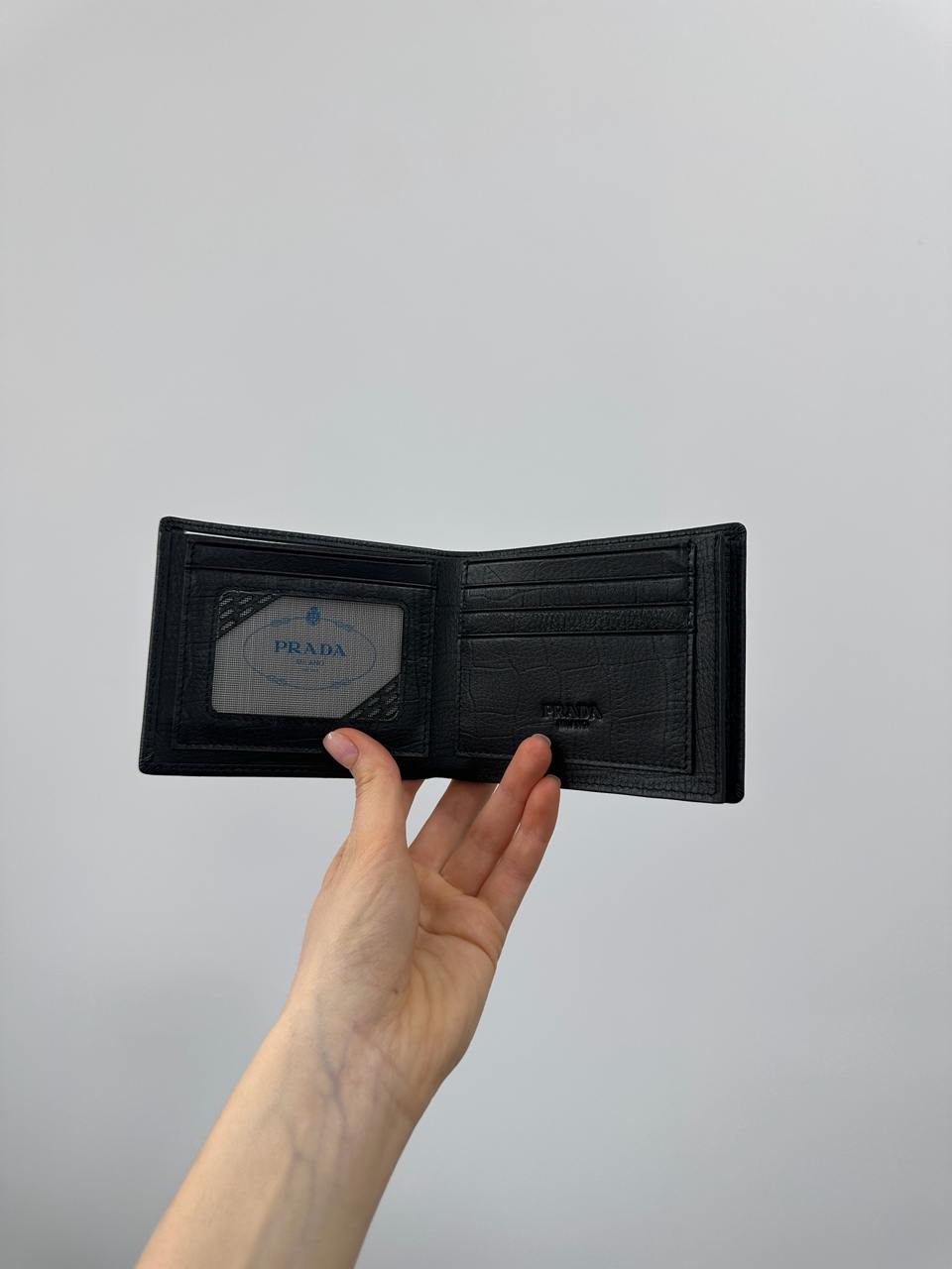 Prada Saffiano Leather Wallet Crocodile Embossed in Black - 12