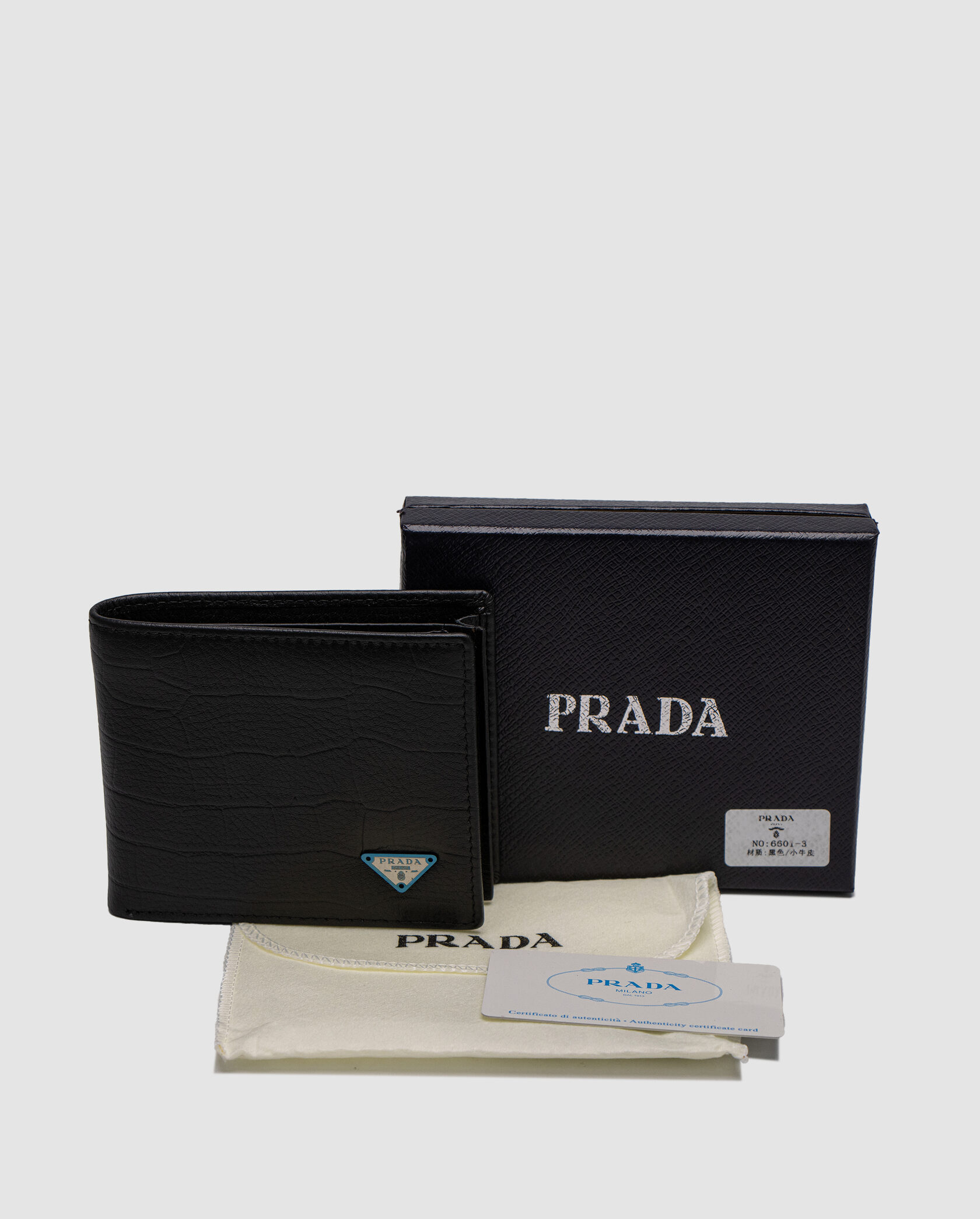 Prada Saffiano Leather Wallet Crocodile Embossed in Black - 2