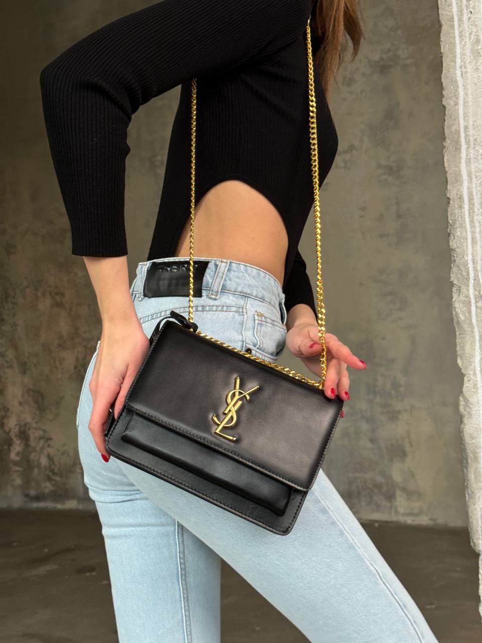 Saint Laurent Baby Sunset Chain Bag In Black - 4