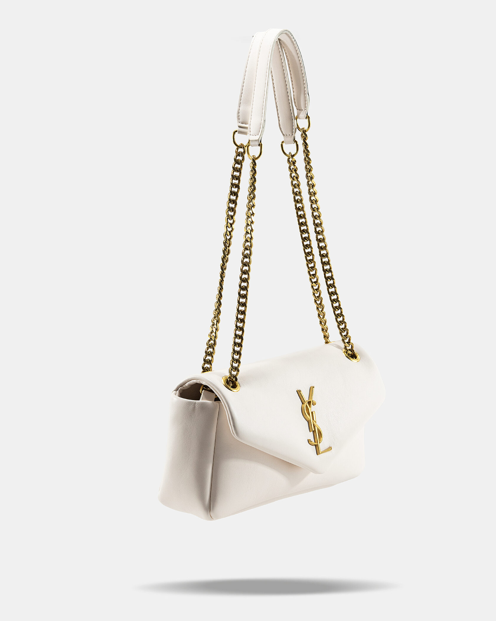 Saint Laurent Calypso In Plunged Lambskin White - 5