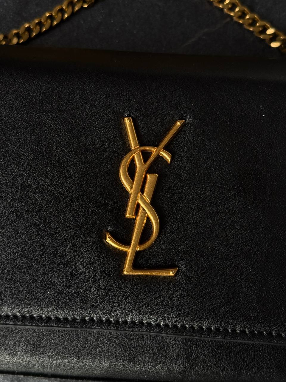 Saint Laurent Cassandra Small Shoulder Bag in Black Leather with Gold Hardware - 11