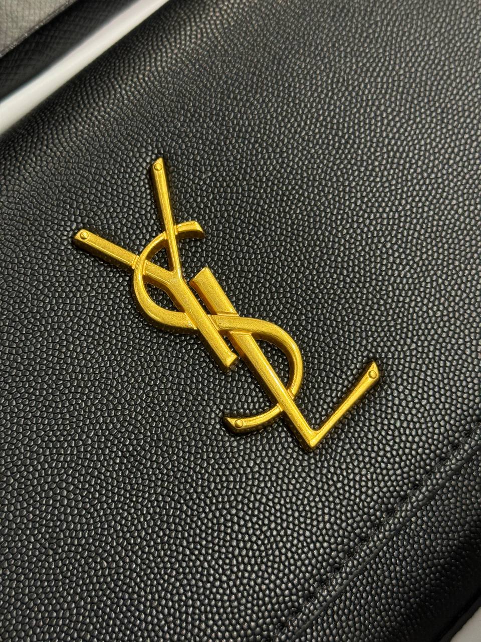 Saint Laurent Cassandra Small Shoulder Bag in Black Leather with Gold Hardware - 13