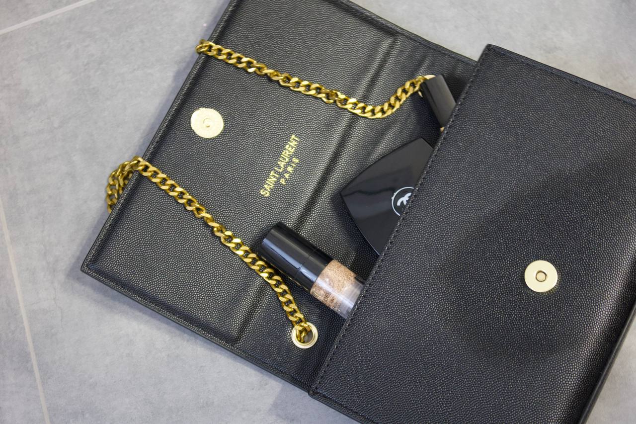 Saint Laurent Cassandra Small Shoulder Bag in Black Leather with Gold Hardware - 16