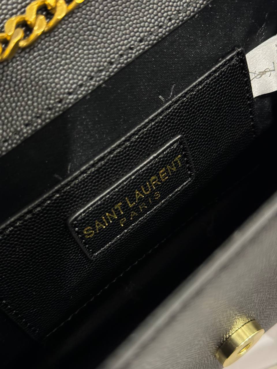 Saint Laurent Cassandra Small Shoulder Bag in Black Leather with Gold Hardware - 19