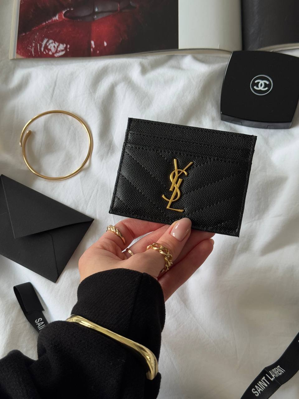 Saint Laurent Cassandre Matelassé Card Case - 4