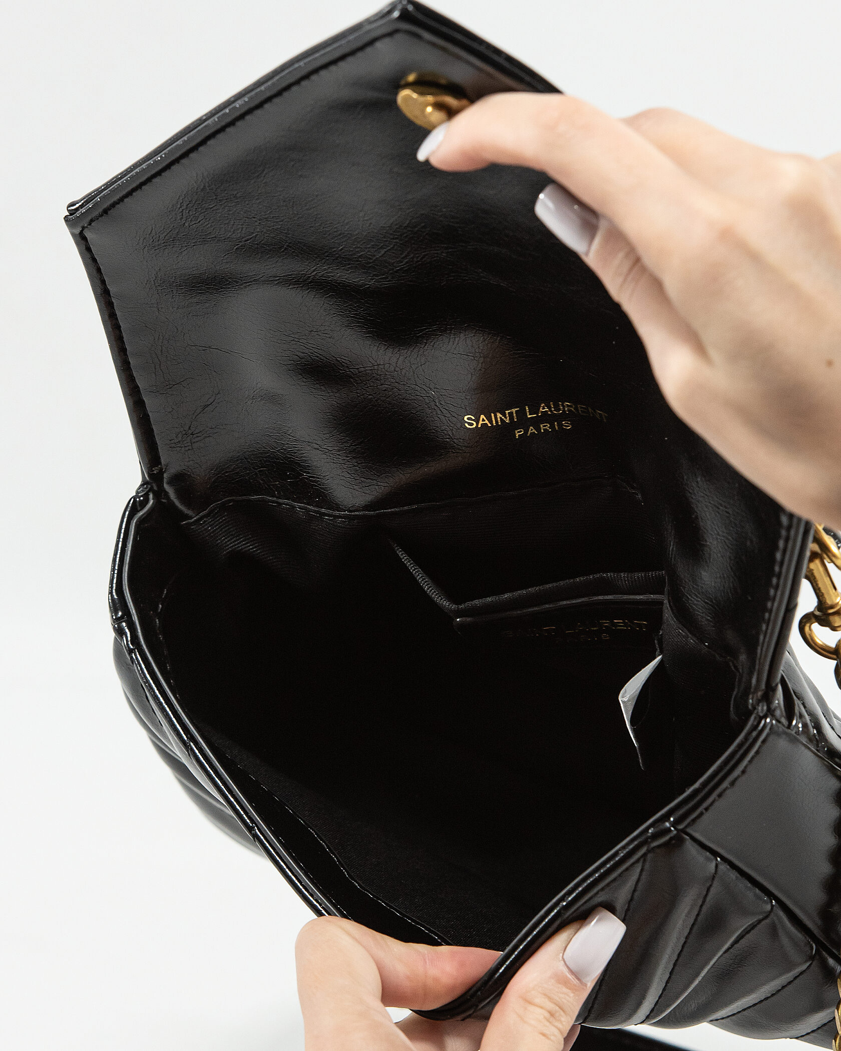 Saint Laurent College Small Top Handle Bag in Black Matelassé Leather - 16