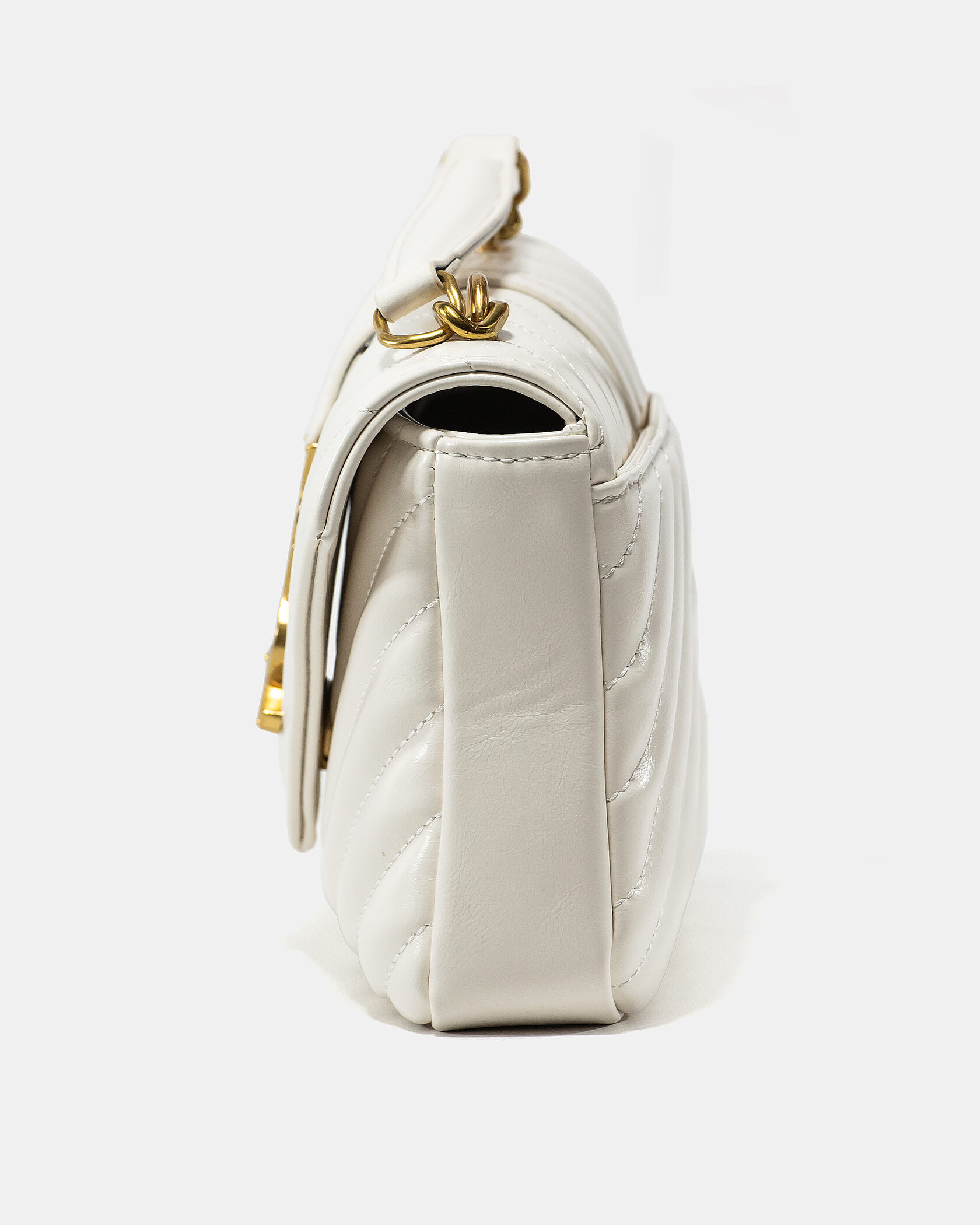 Saint Laurent College Small Top Handle Bag in White Matelassé Leather - 7
