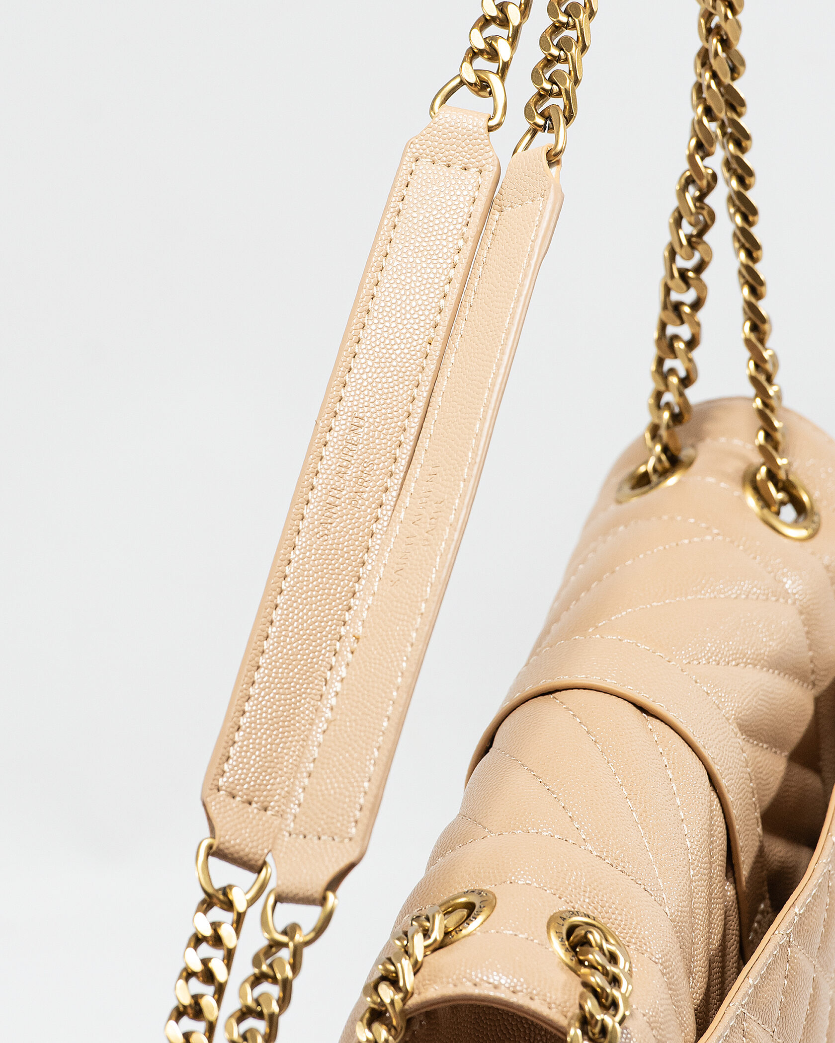 Saint Laurent Envelope Medium In Quilted Leather Beige - 12