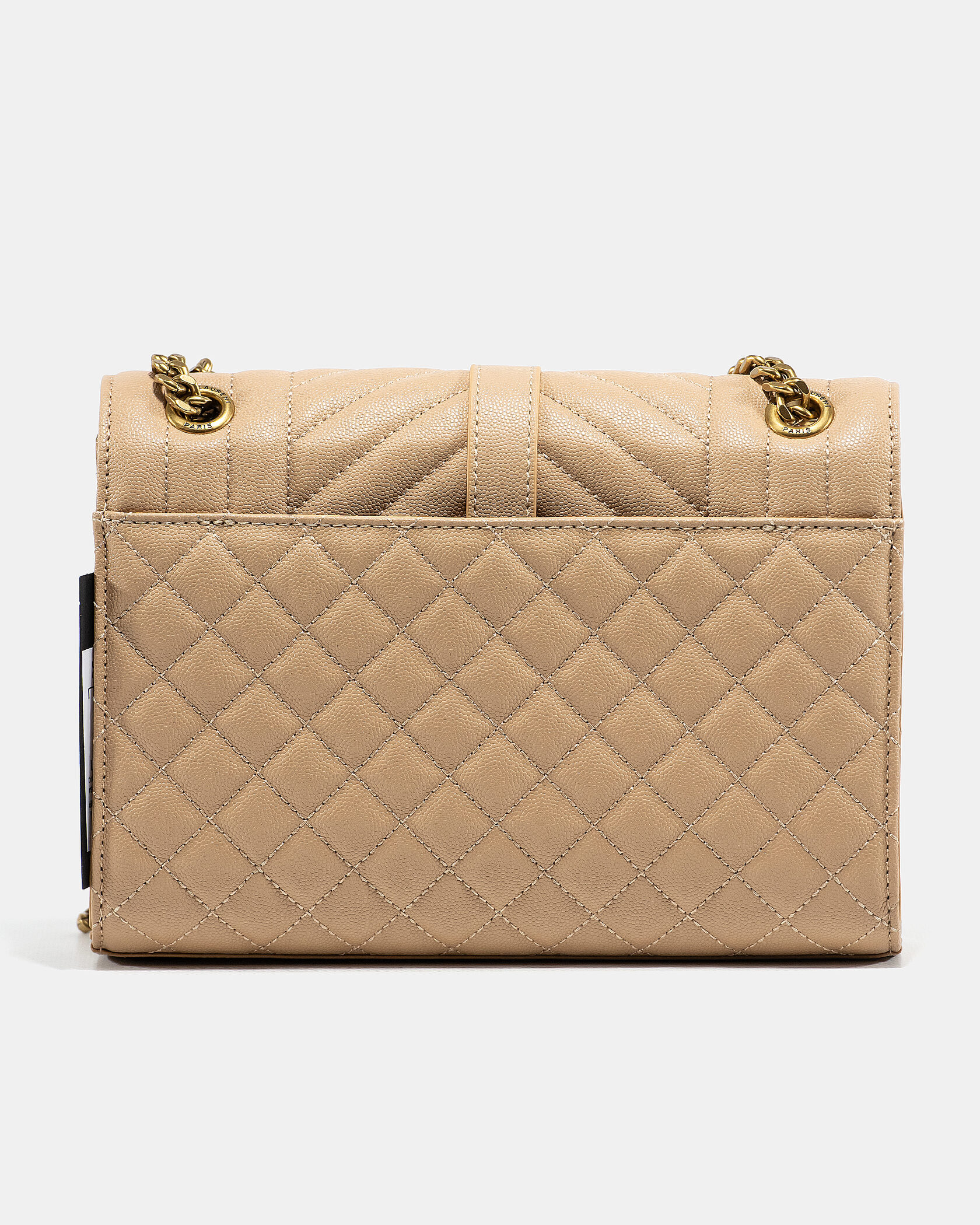 Saint Laurent Envelope Medium In Quilted Leather Beige - 8