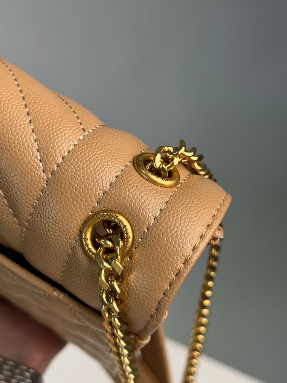 Saint Laurent Envelope Medium In Quilted Leather Beige - 20