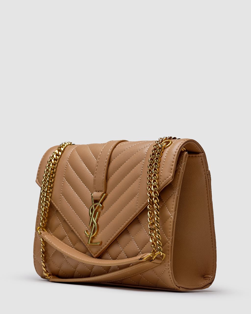 Saint Laurent Envelope Medium In Quilted Leather Beige - 7