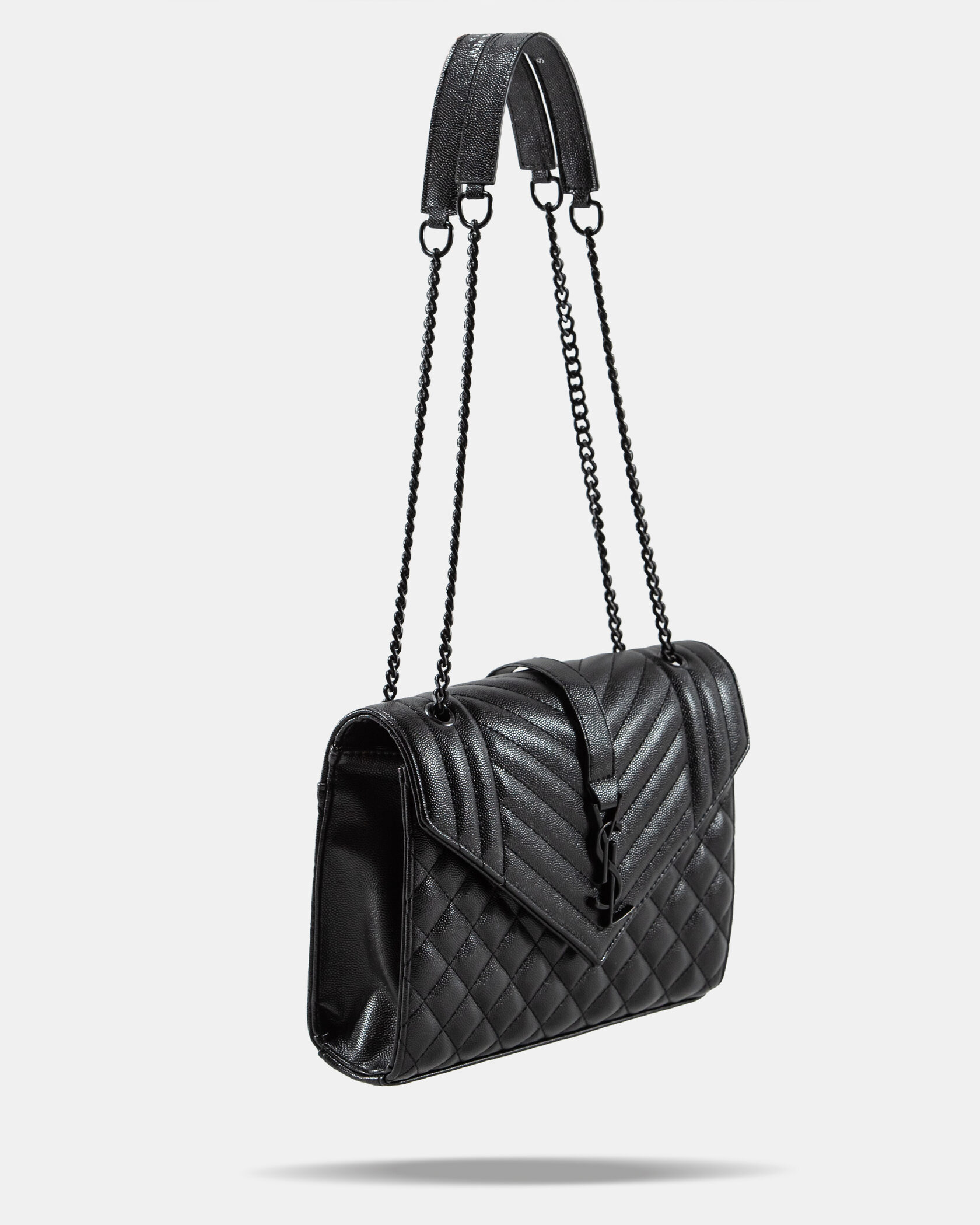Saint Laurent Envelope Medium In Quilted Leather Black - 7