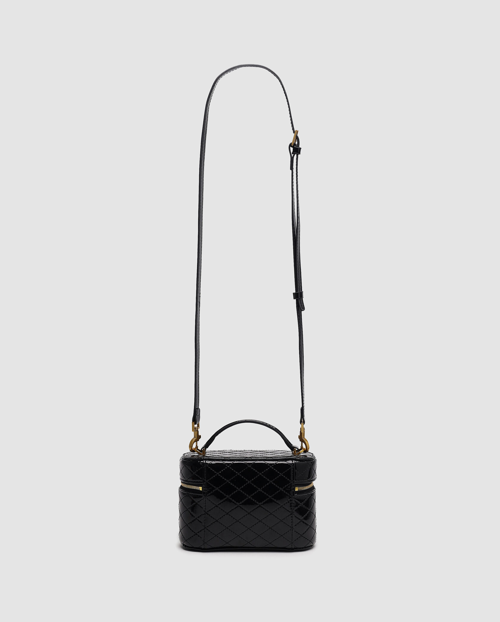 Saint Laurent Gaby Vanity Lacquered Leather Shoulder Bag Black - 2
