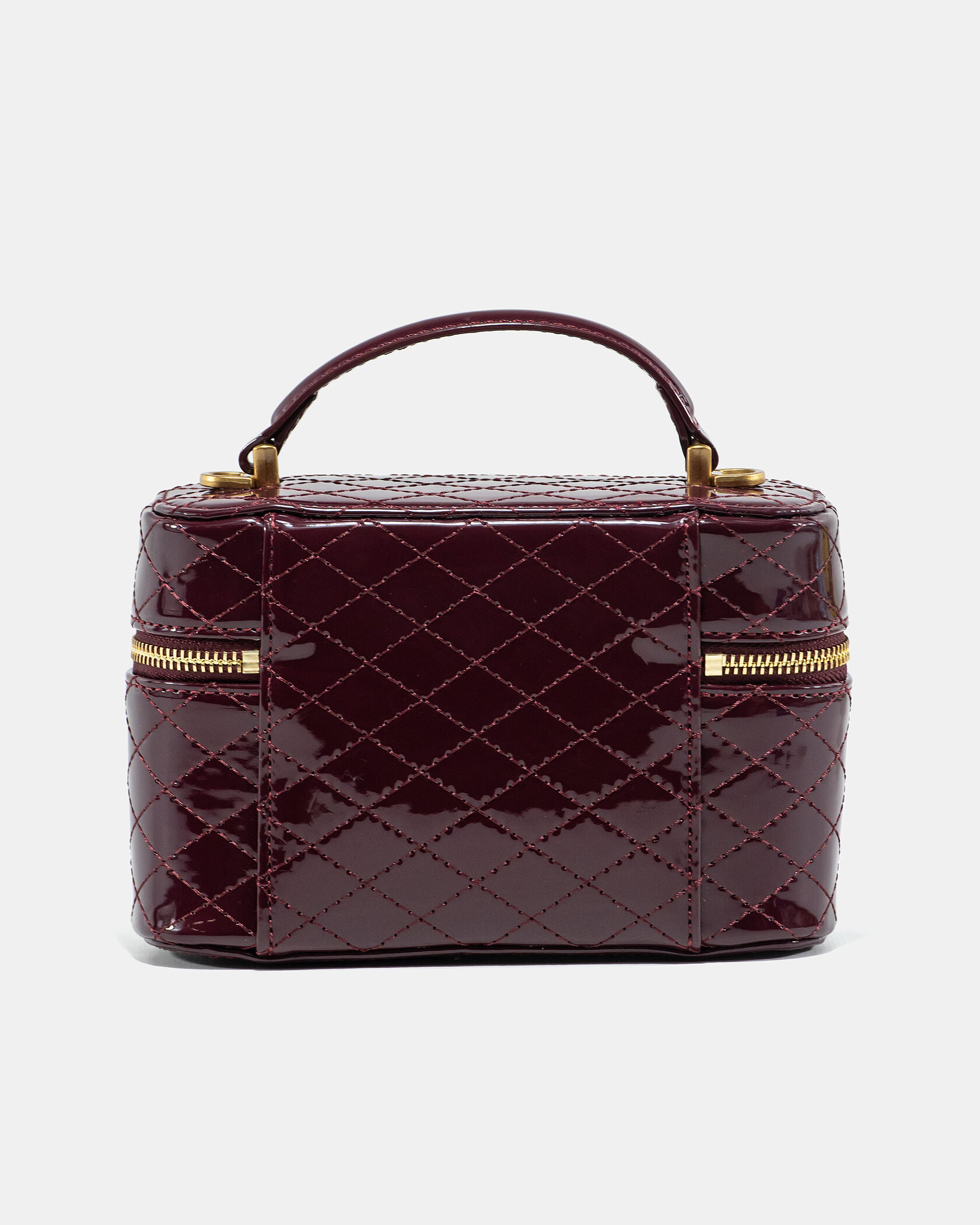 Saint Laurent Gaby Vanity Lacquered Leather Shoulder Bag Burgundy - 9