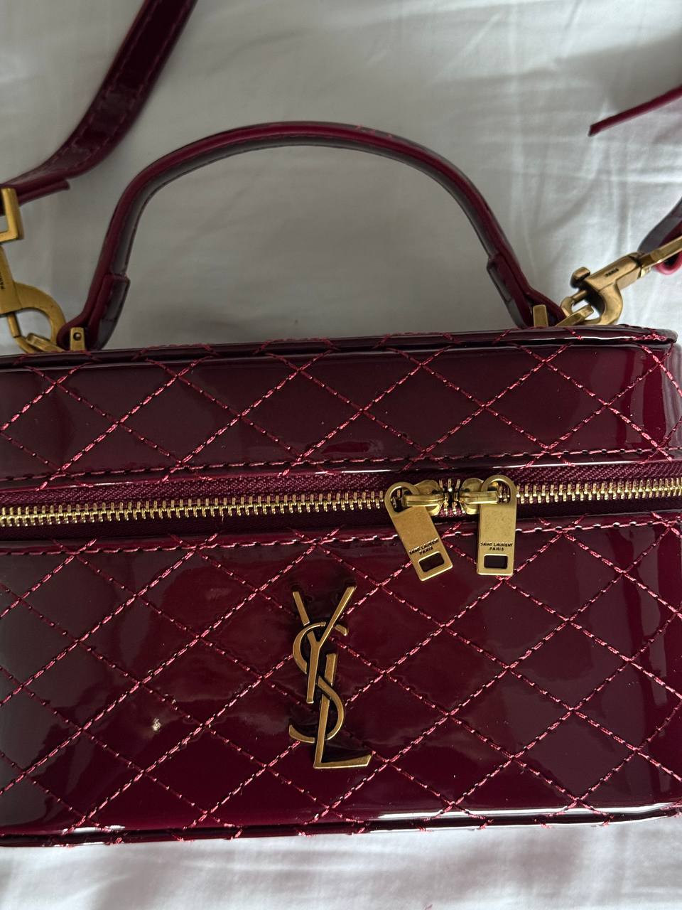 Saint Laurent Gaby Vanity Lacquered Leather Shoulder Bag Red - 8