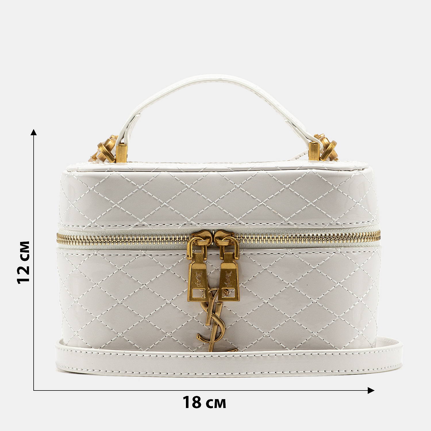 Saint Laurent Gaby Vanity Lacquered Leather Shoulder Bag White - 3