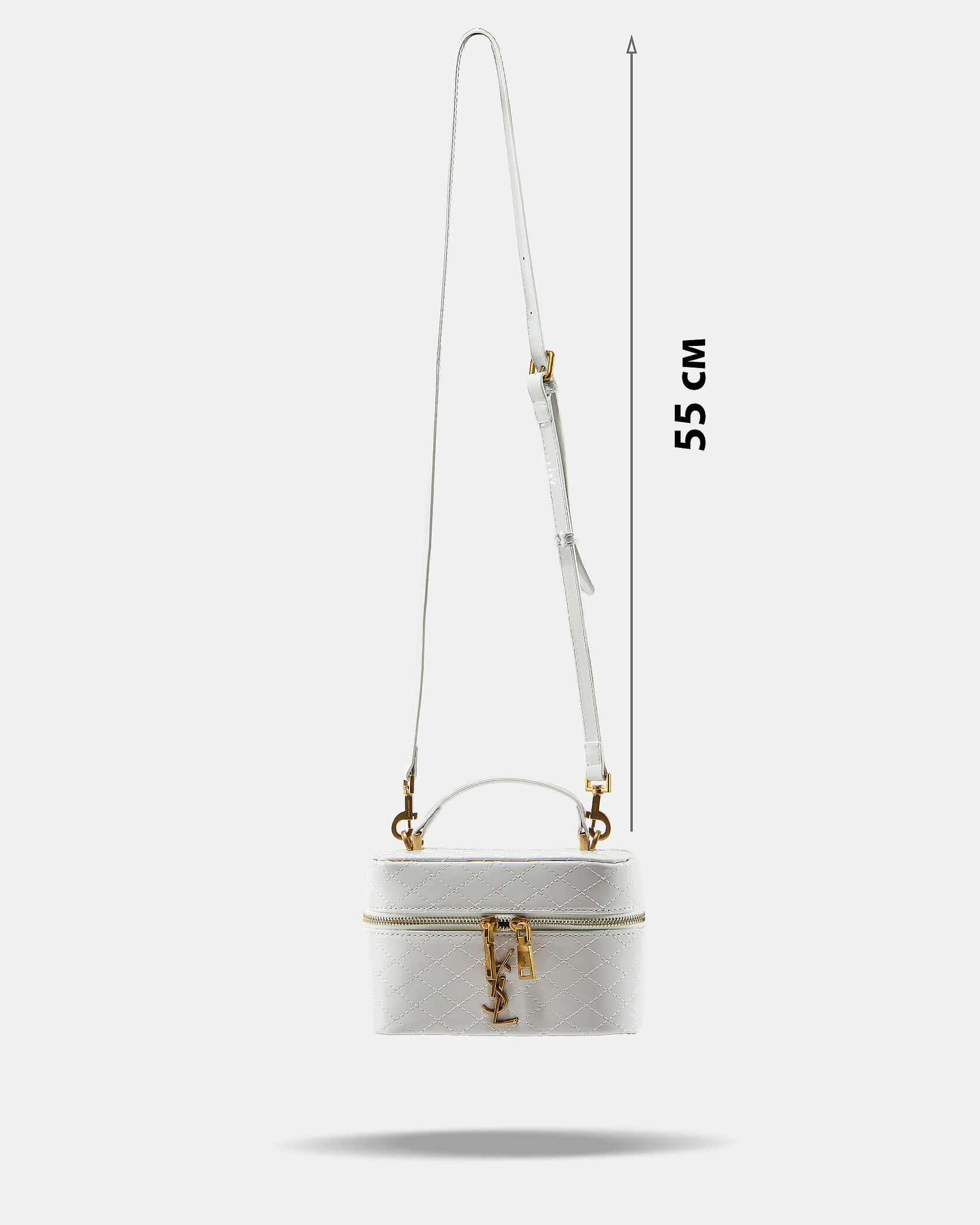 Saint Laurent Gaby Vanity Lacquered Leather Shoulder Bag White - 4