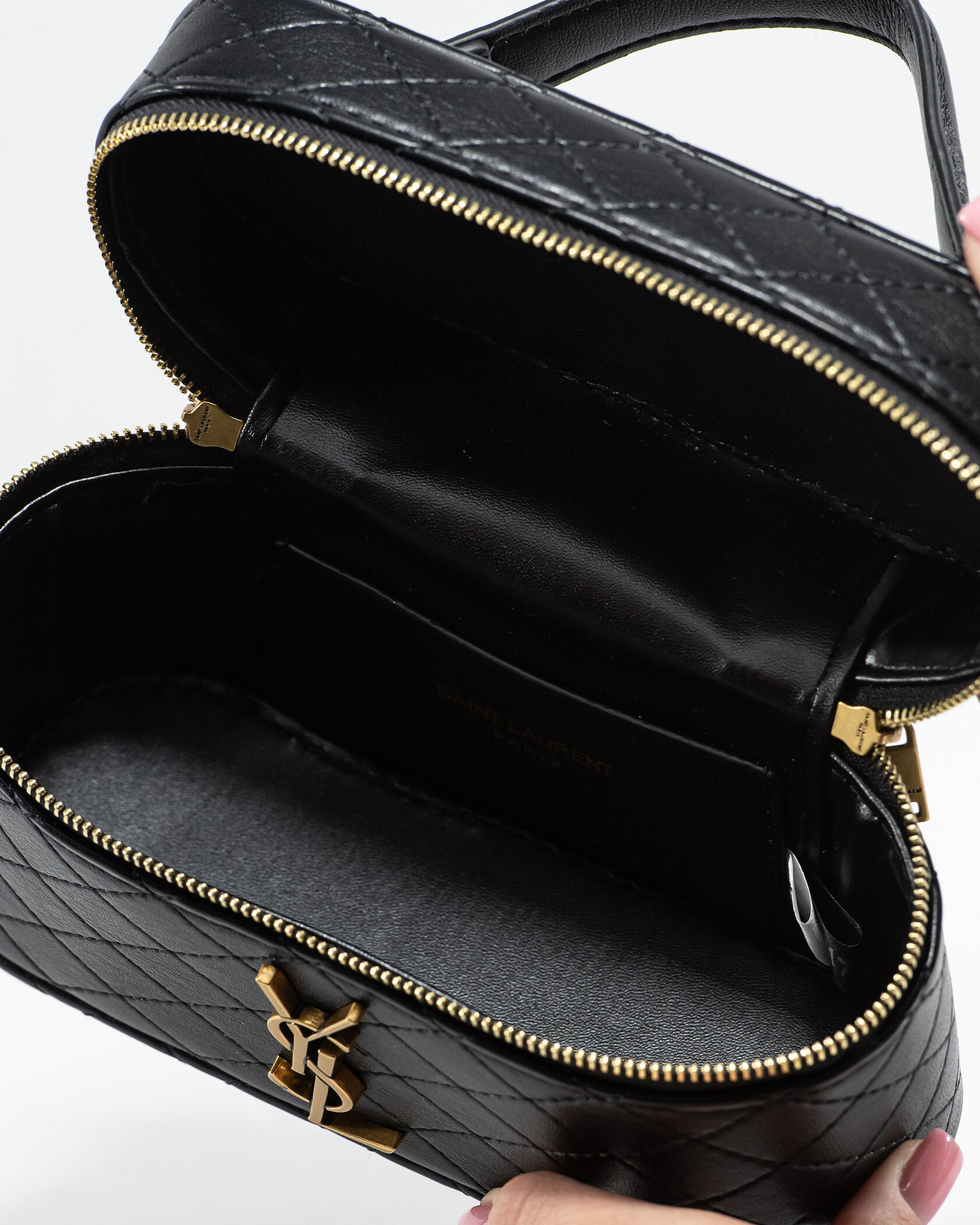 Saint Laurent Gaby Vanity Leather Shoulder Bag Black - 13